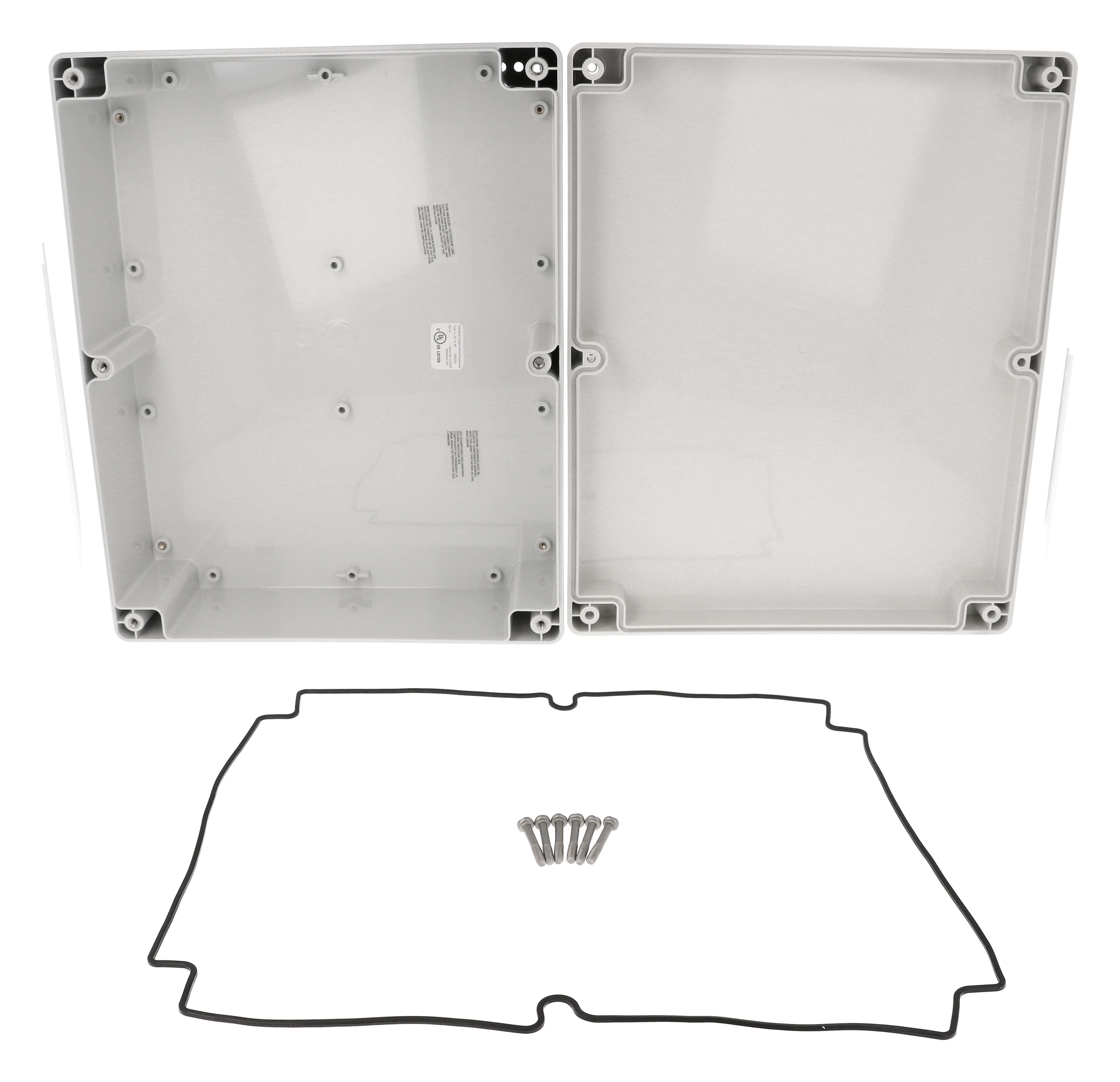 1554Y2GY light gray polycarbonate NEMA 4X enclosure, 300 x 240 x 95 mm, with solid gray screw-cover lid
