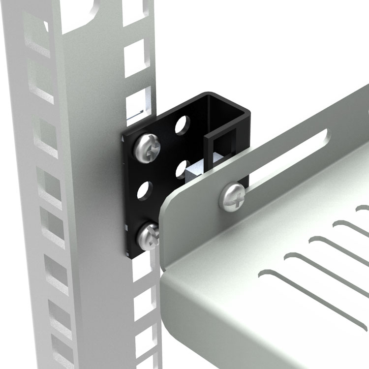 Hammond CPRSA black 14-gauge steel panel rail shelf adapter for CPR square-hole rack rails, set of four