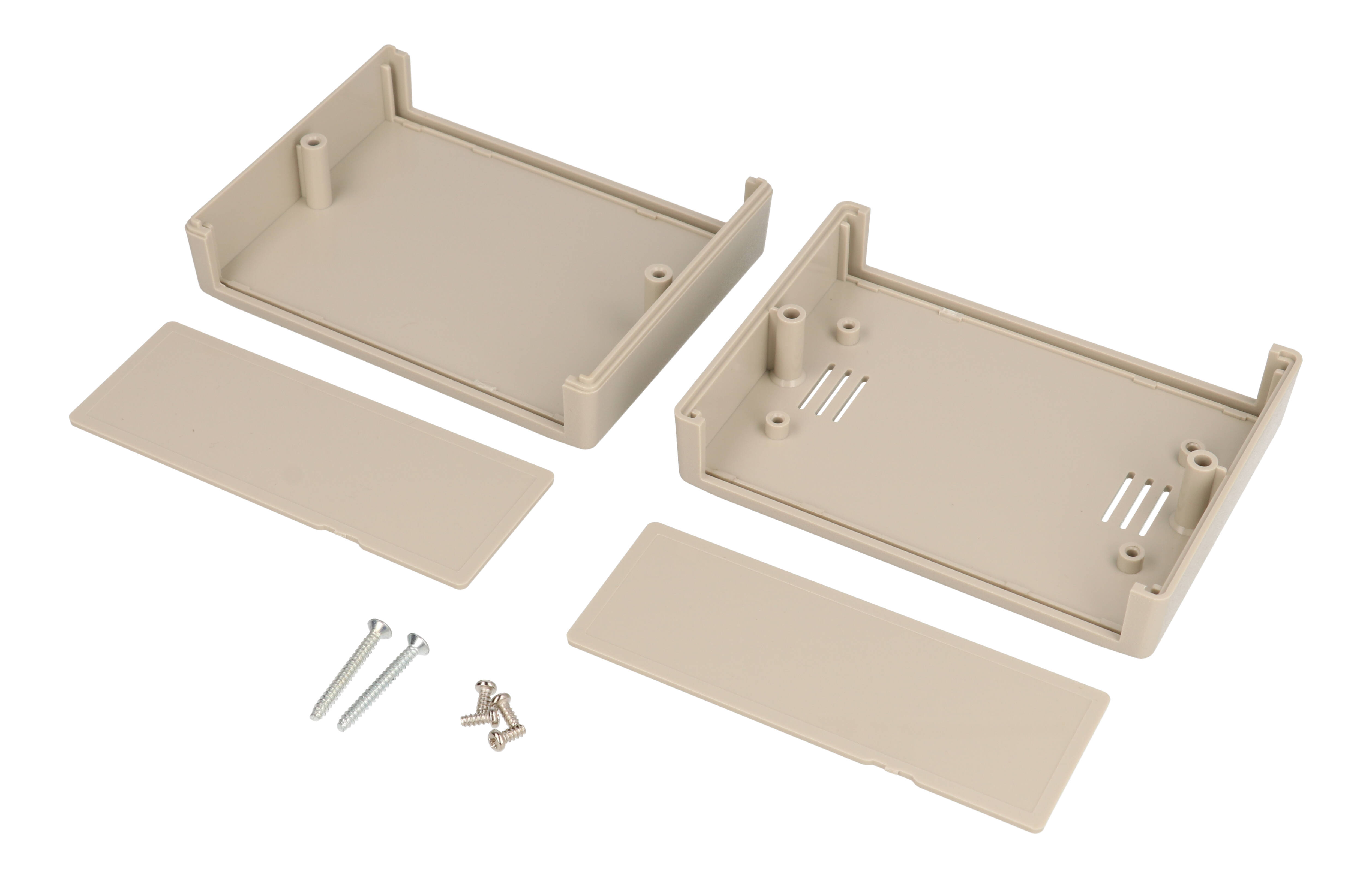 RM2005L light gray ABS instrument enclosure with removable end panels, 105 x 80 x 40 mm