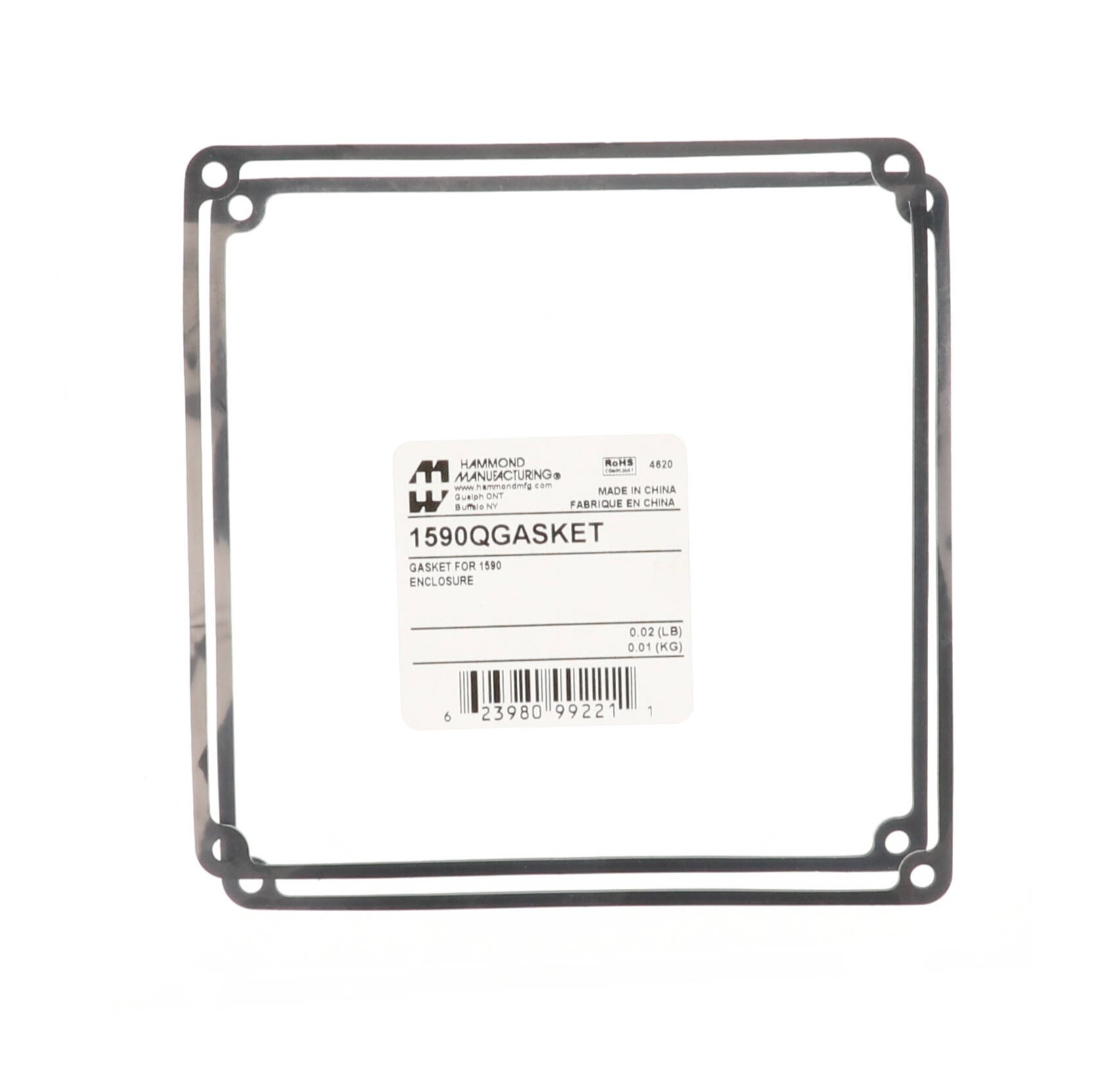 1590QGASKET silicone gasket kit, two pre-formed adhesive-backed gaskets for 1590Q, 1590U and 1590V enclosures