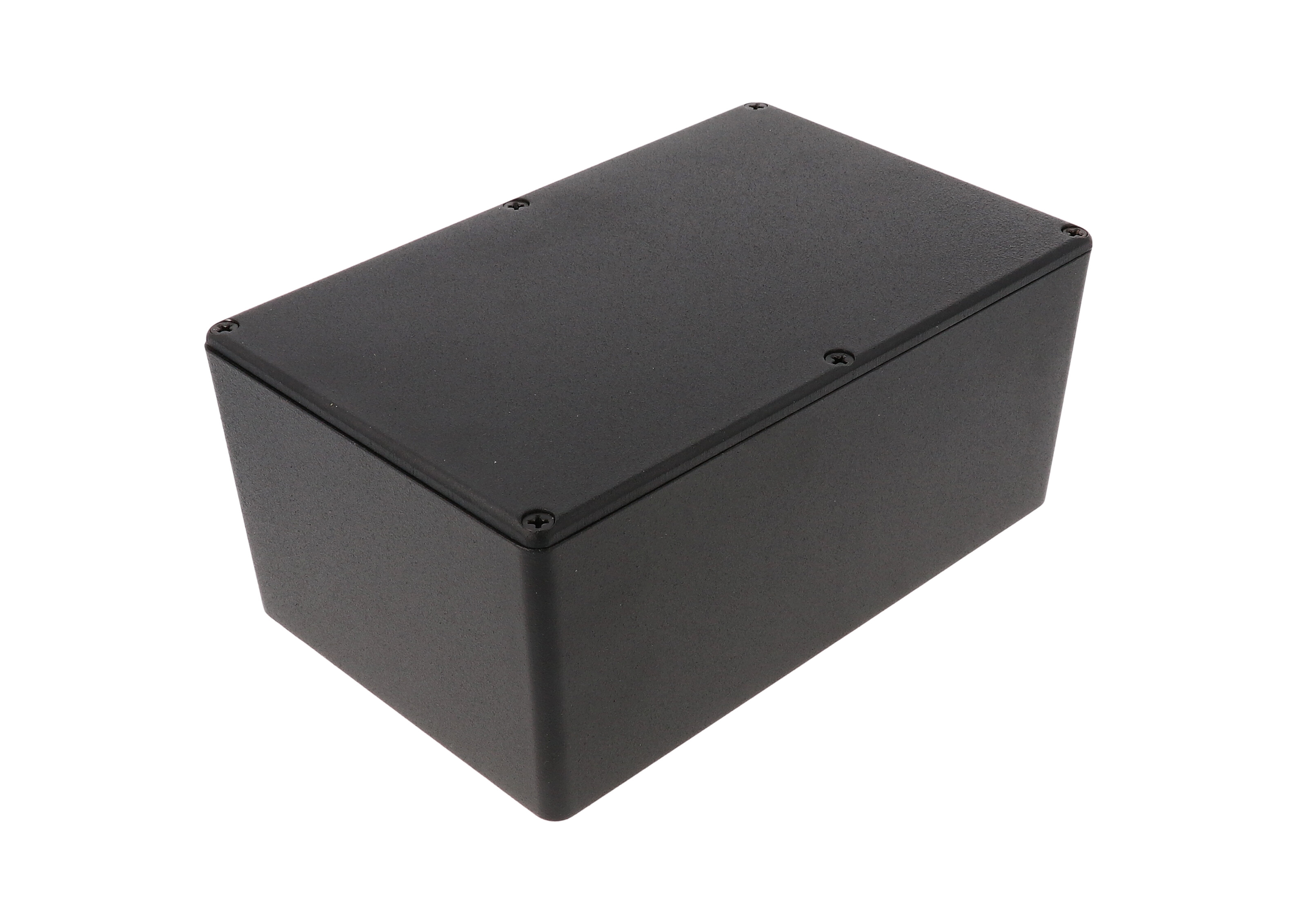 1590EEBK textured black diecast aluminum enclosure, 200 x 120 x 85 mm