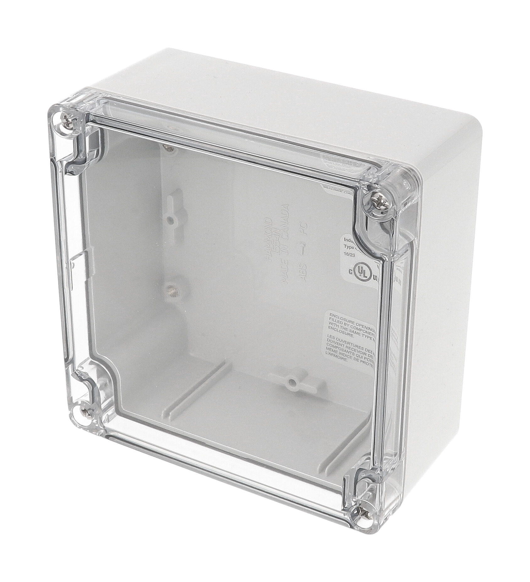 1554N2GYCL — RAL7035 grey polycarb plastic watertight enclosure, clear lid