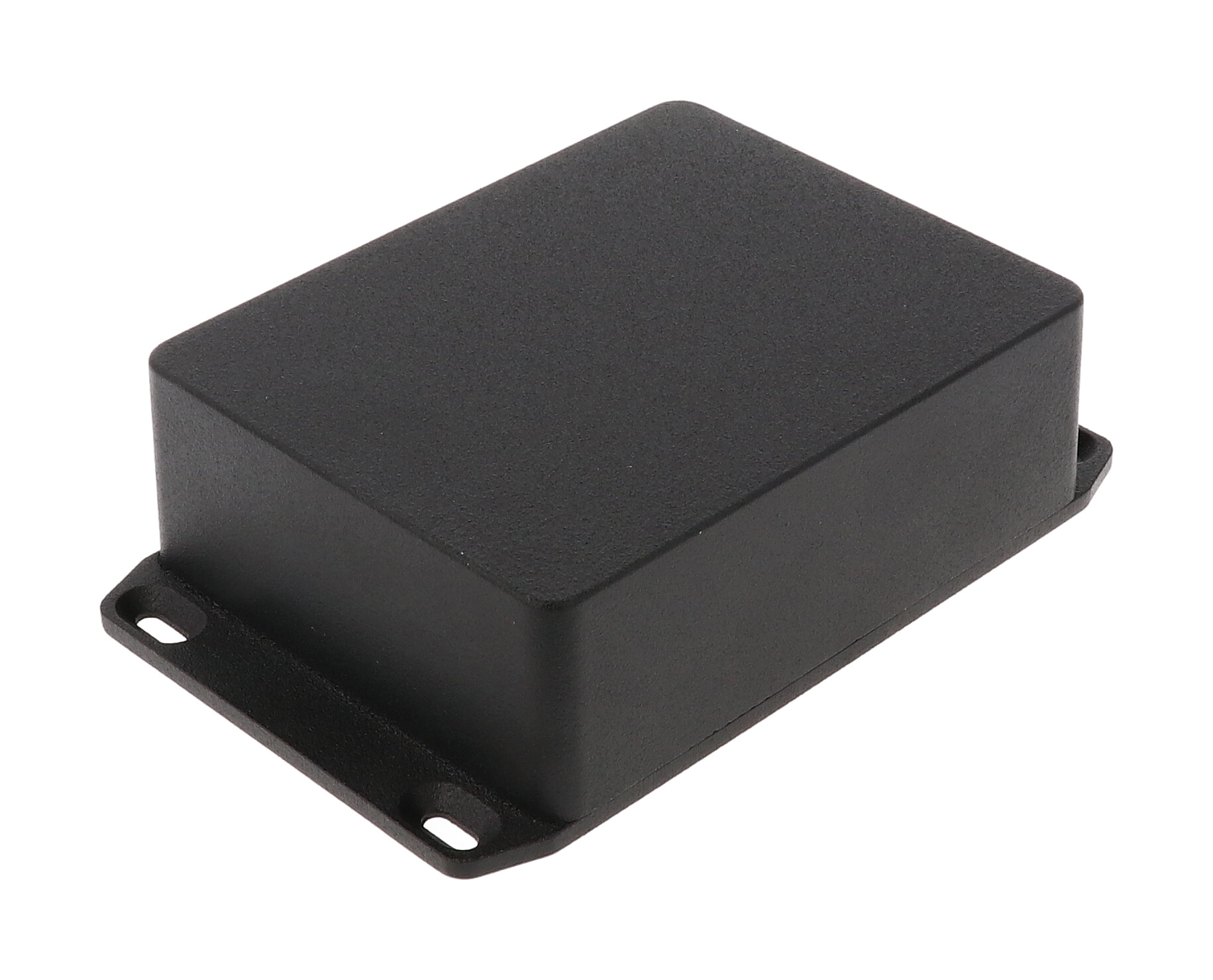 1590BBSFLBK black textured diecast aluminum enclosure with flanged mounting lid