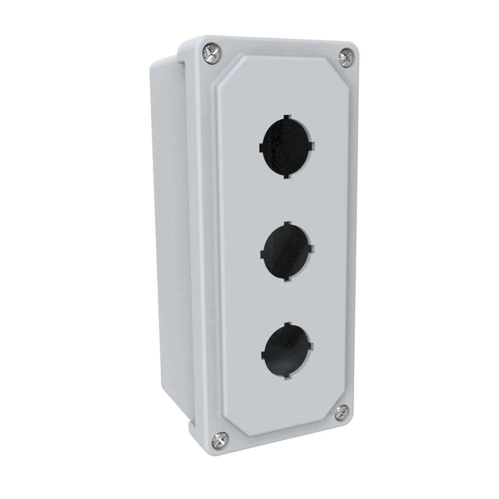 PJ944P3 — N4X Wallmount Encl - 9x4x4 3 Hole Pbutton - Fiberglass
