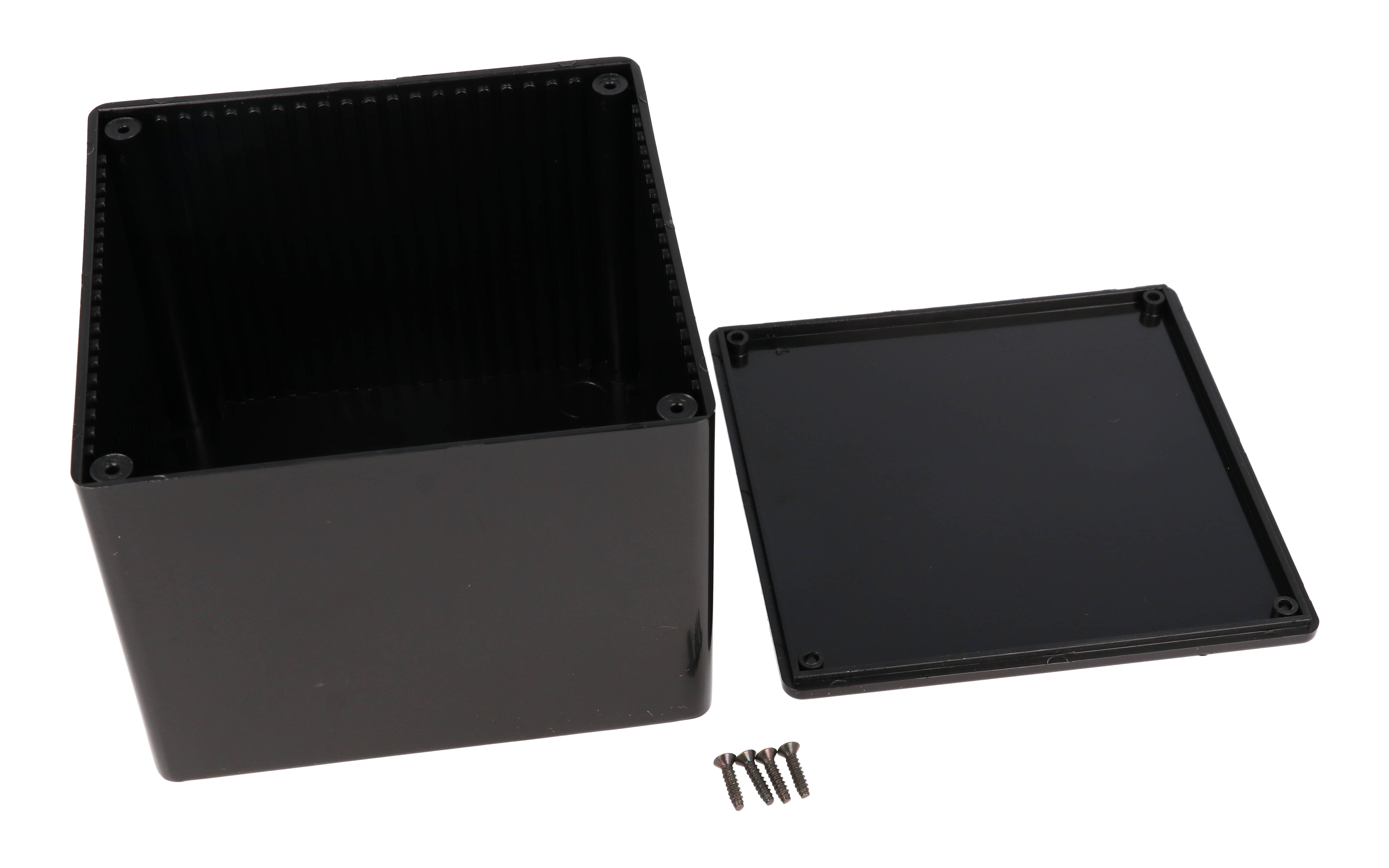 1591VSBK black general purpose ABS plastic enclosure 120 x 120 x 94 mm with card guides