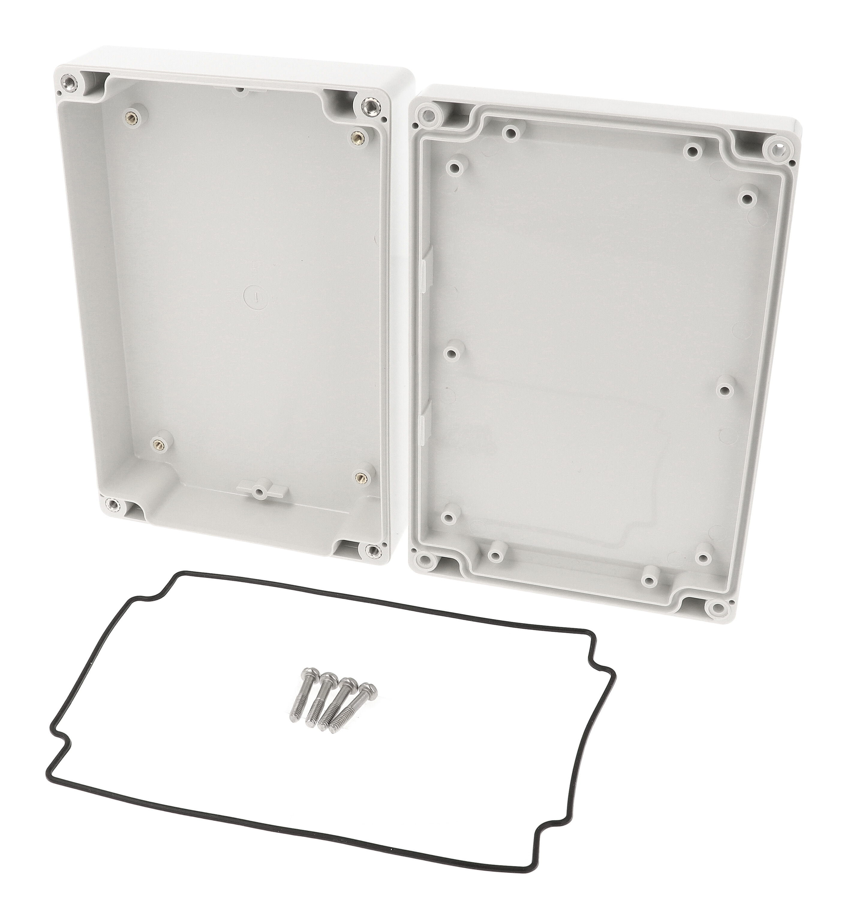 1555HLGY low-profile light gray ABS enclosure with styled lid, 180 x 120 x 46 mm