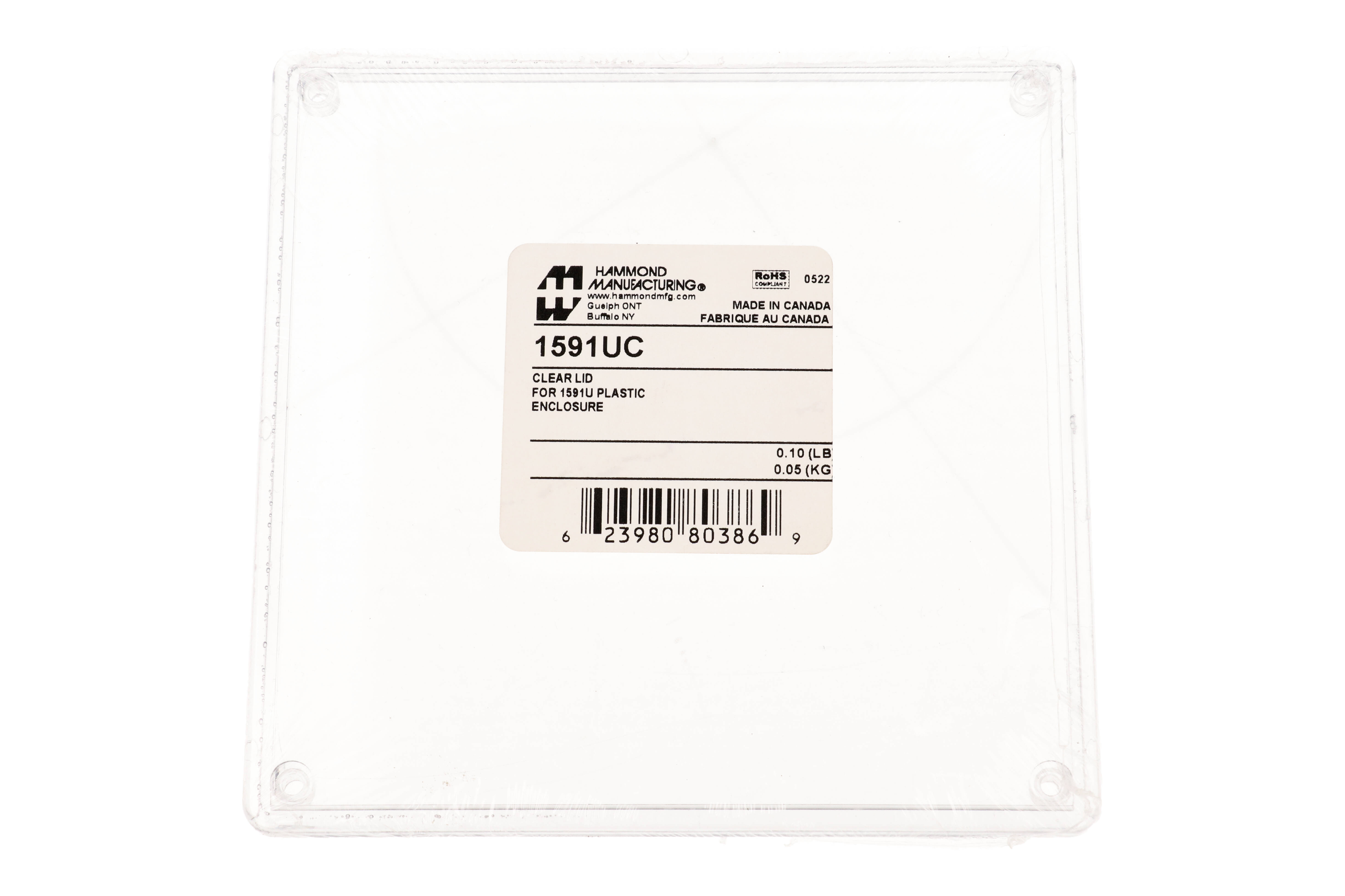 1591UC clear polycarbonate lid for 1591U 120 x 120 mm enclosures