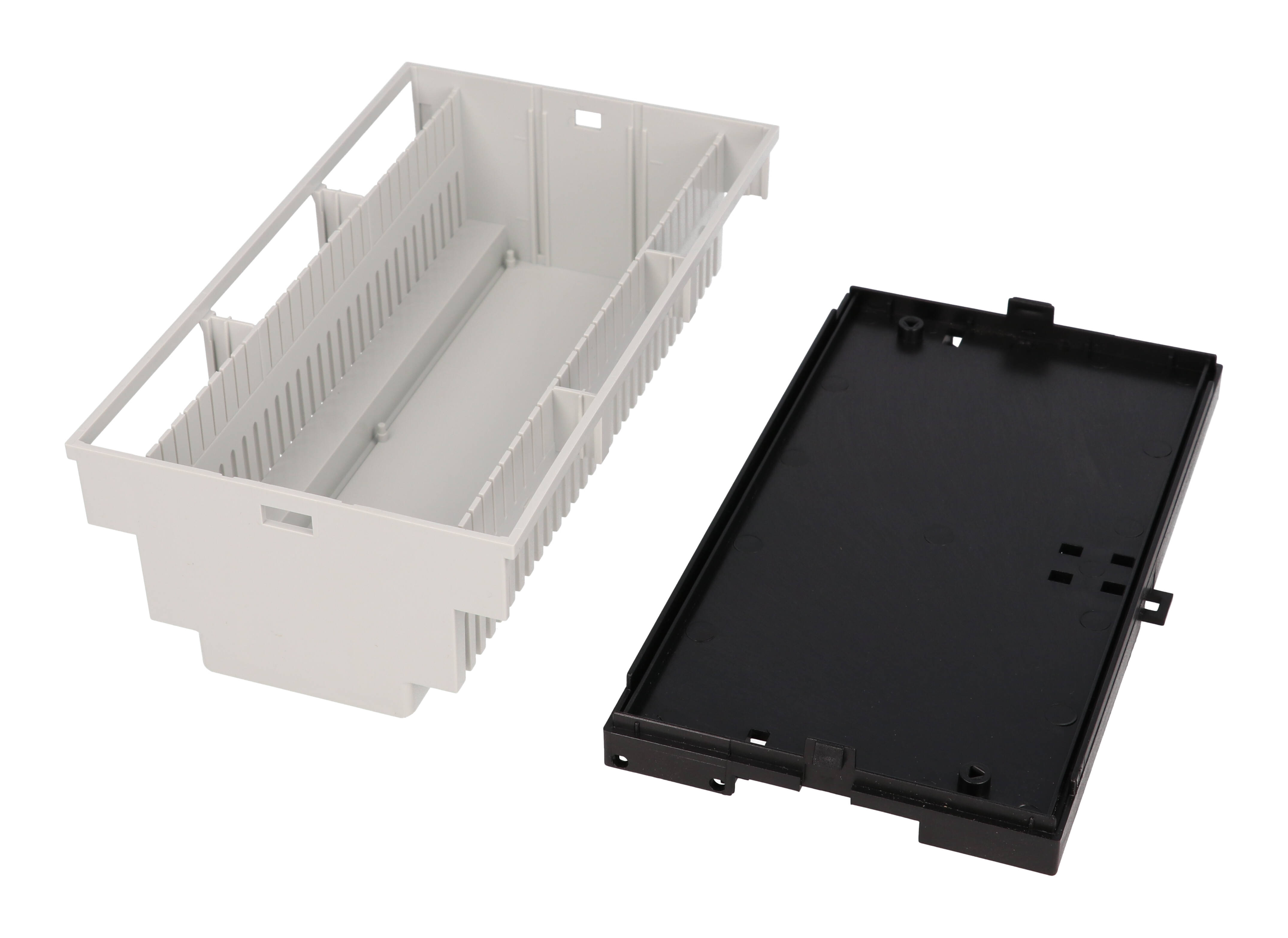 1597DIN9GY gray 9 module DIN rail enclosure, 90 x 158 x 58 mm