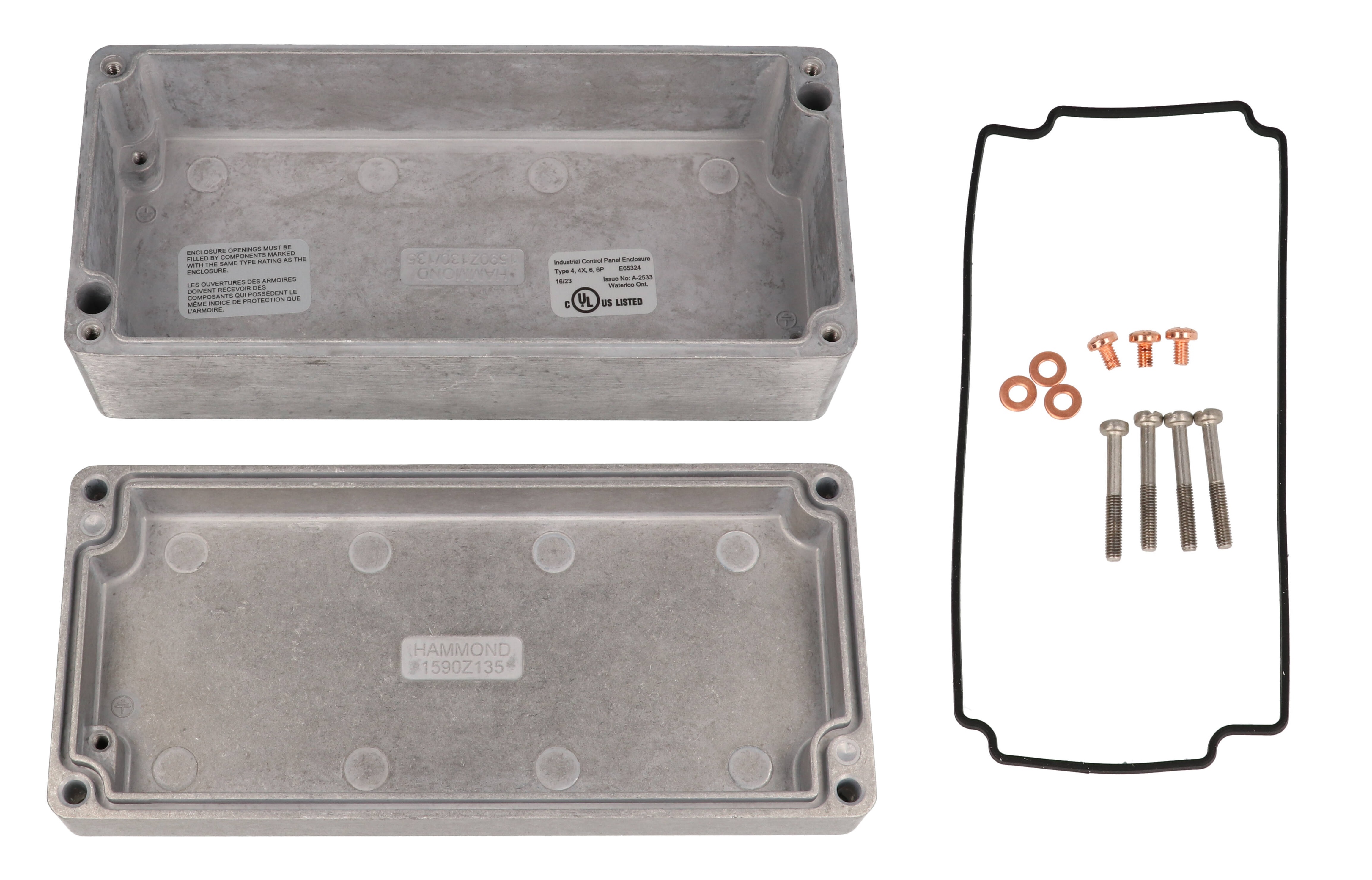 1590Z135 natural unpainted diecast aluminum enclosure, 175 x 80 x 60 mm
