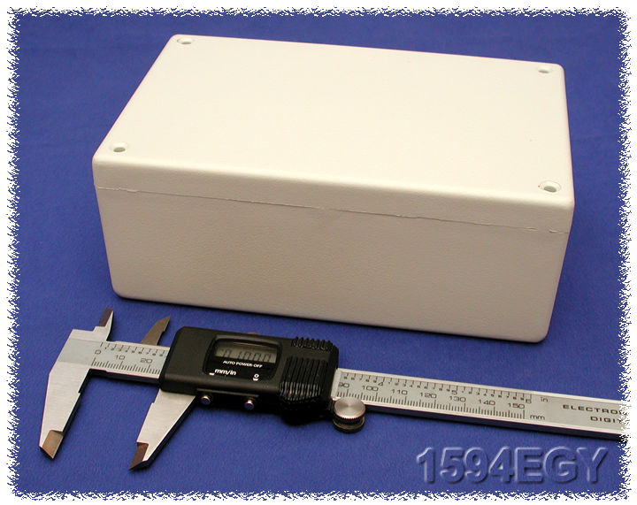 1594EGY light gray flame retardant ABS enclosure with lid, 167 x 107 x 65 mm