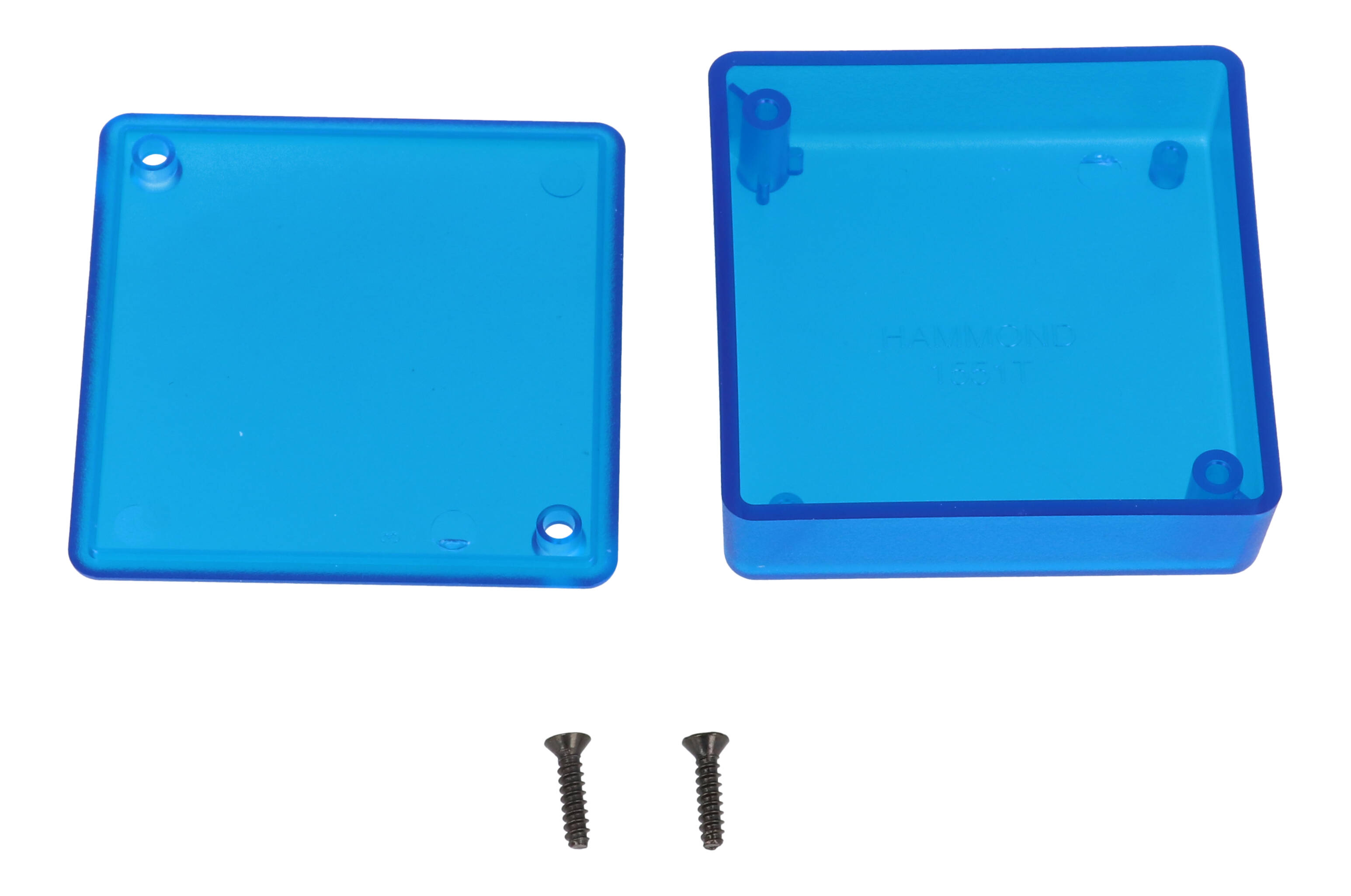 1551TTBU translucent blue ABS miniature enclosure, 60 x 60 x 20 mm, with lid