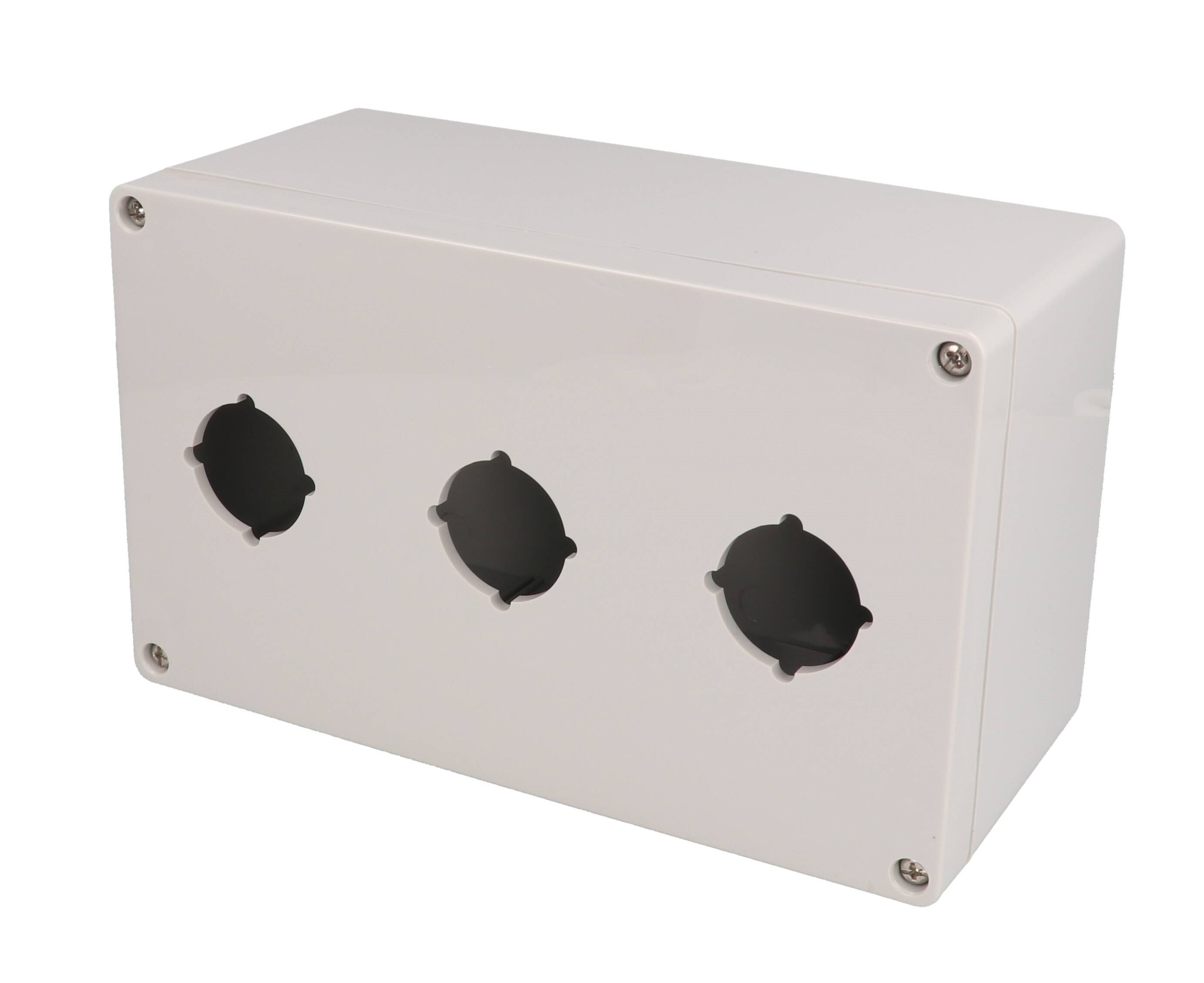 1554PB3 light gray polycarbonate three-hole 30.5mm pushbutton enclosure