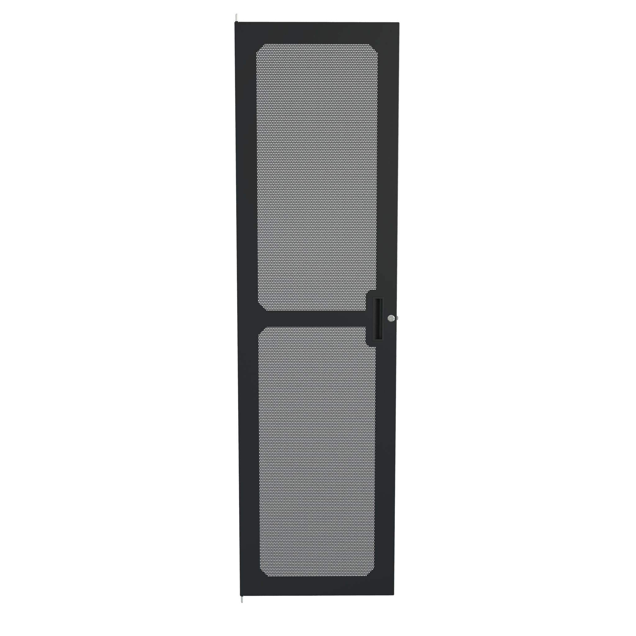 Hammond CDF1970VBK1 40U vented steel C2 cabinet door in textured RAL9005 black with plastic handle and quarter-turn lock