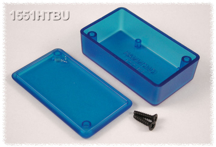 Hammond 1551HTBU translucent blue ABS plastic miniature enclosure, 60 x 35 x 20 mm