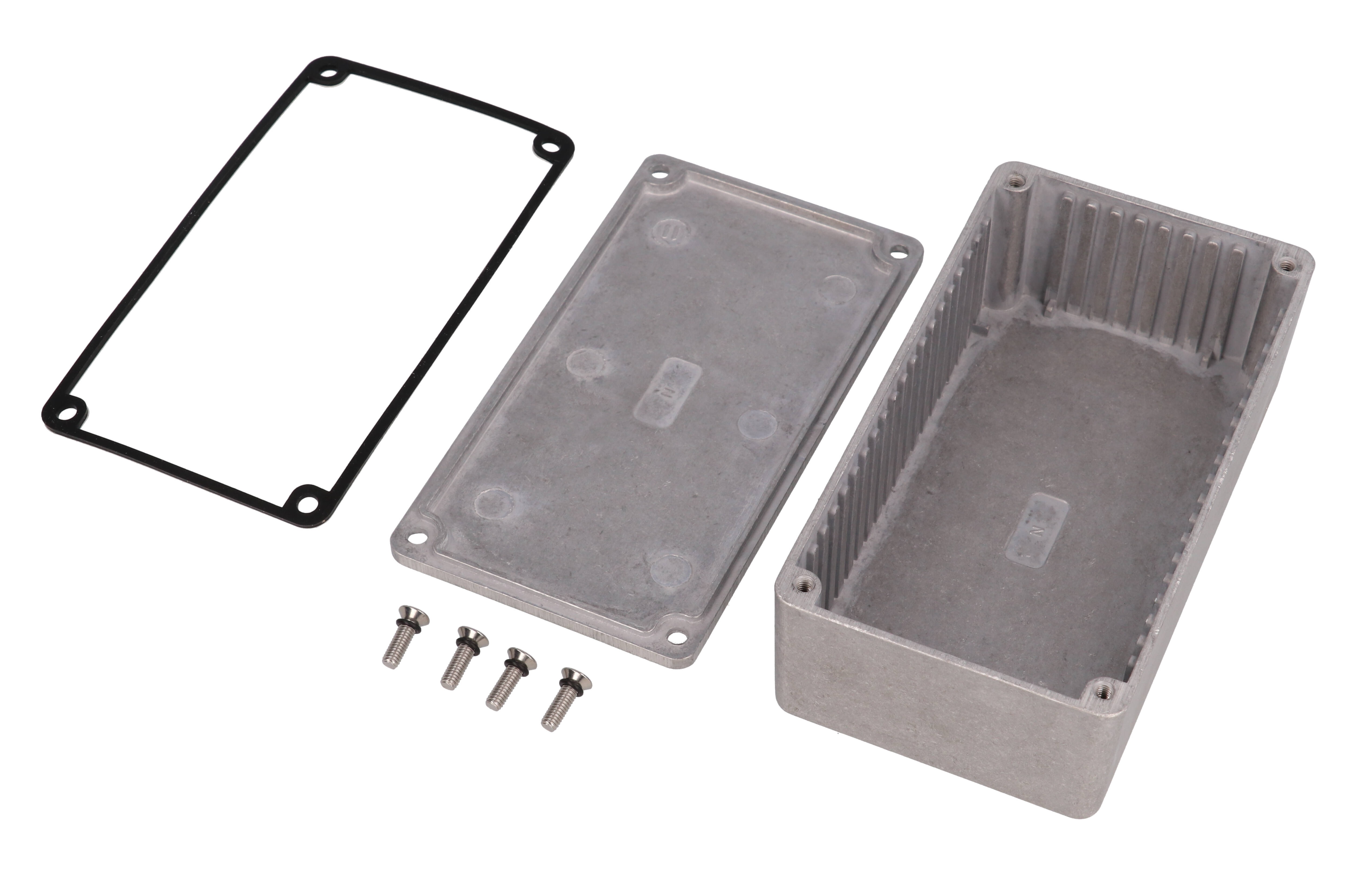 1590WN natural water-tight diecast aluminum enclosure with lid, silicone gasket and cover screws