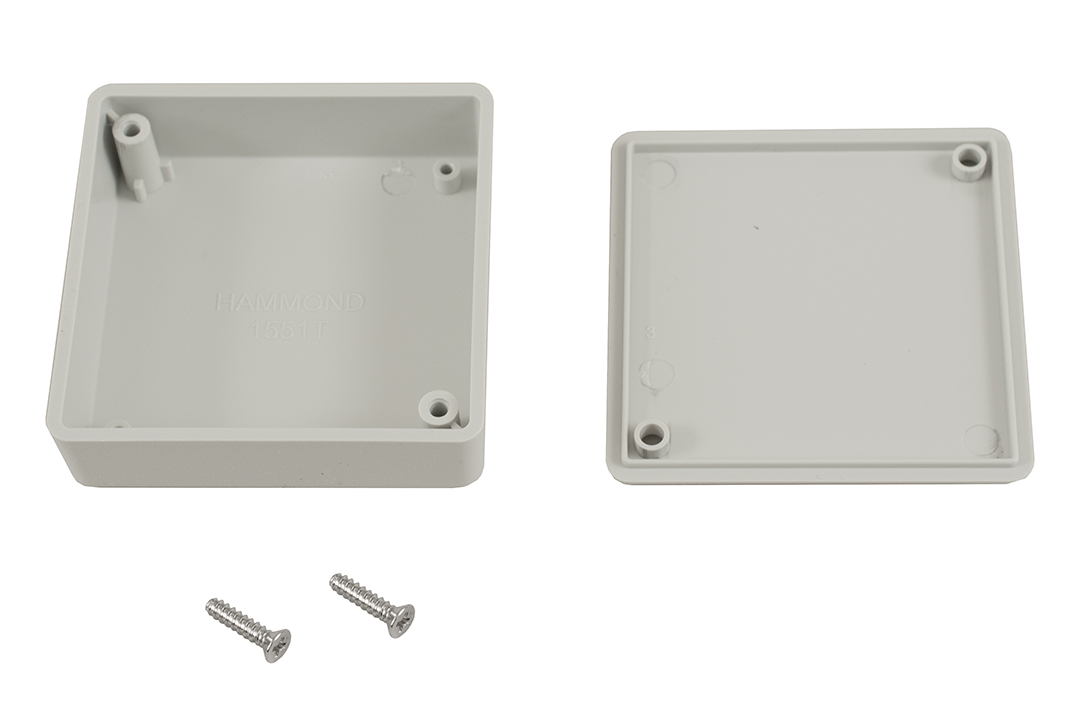 1551TGY light gray ABS plastic miniature enclosure, 60 x 60 x 20 mm