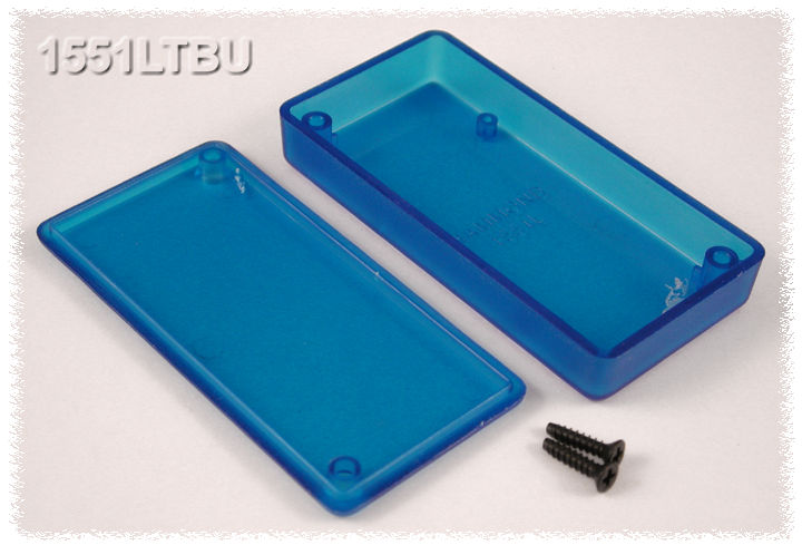 1551LTBU translucent blue ABS miniature enclosure, 80 x 40 x 15 mm