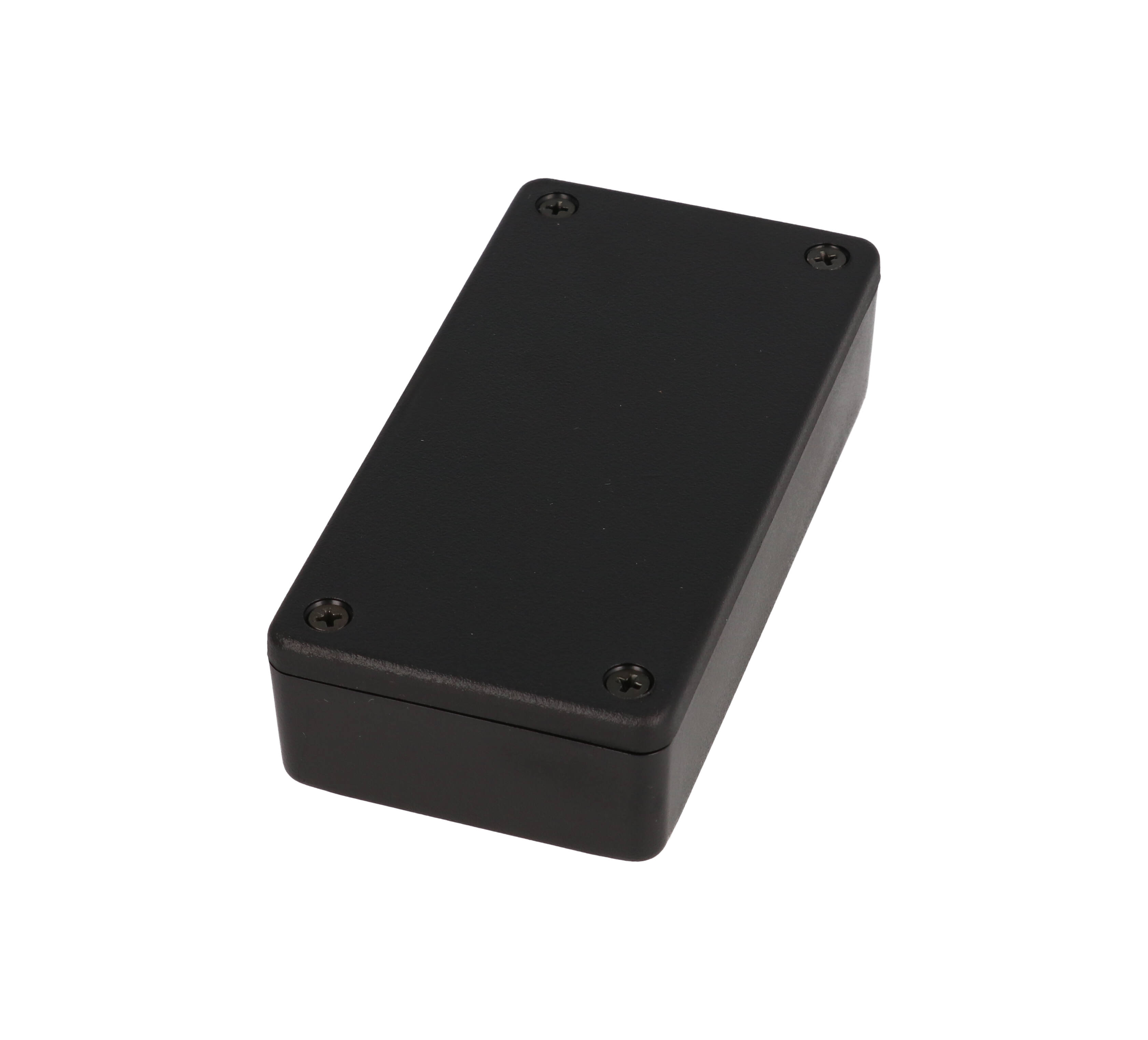 1591XXASBK black textured economy ABS enclosure with self-tapping screw lid, 101 x 51 x 25 mm