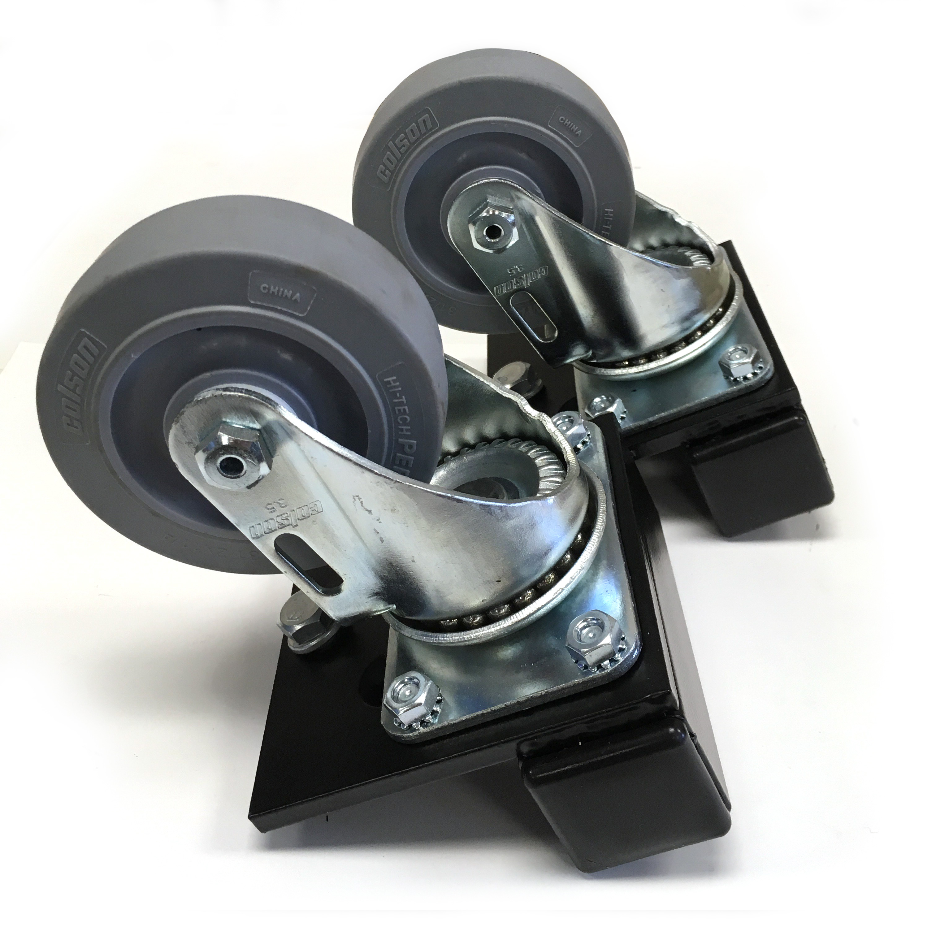 Hammond CCSTL low-profile locking swivel cabinet caster with 3.50 in grey composite wheel and black textured C2 mounting bracket