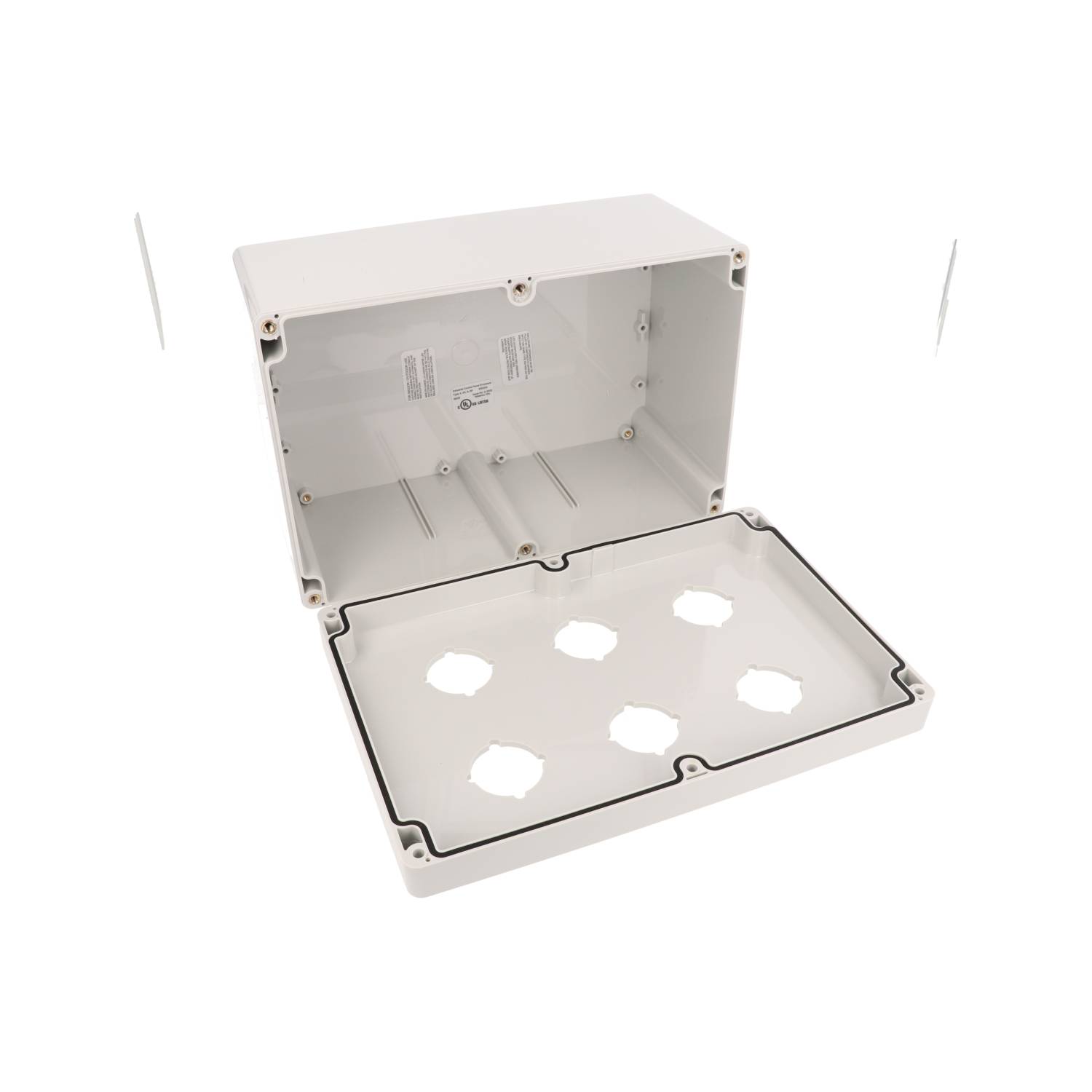 1554PB6B deep light gray polycarbonate six-hole 30.5mm pushbutton enclosure