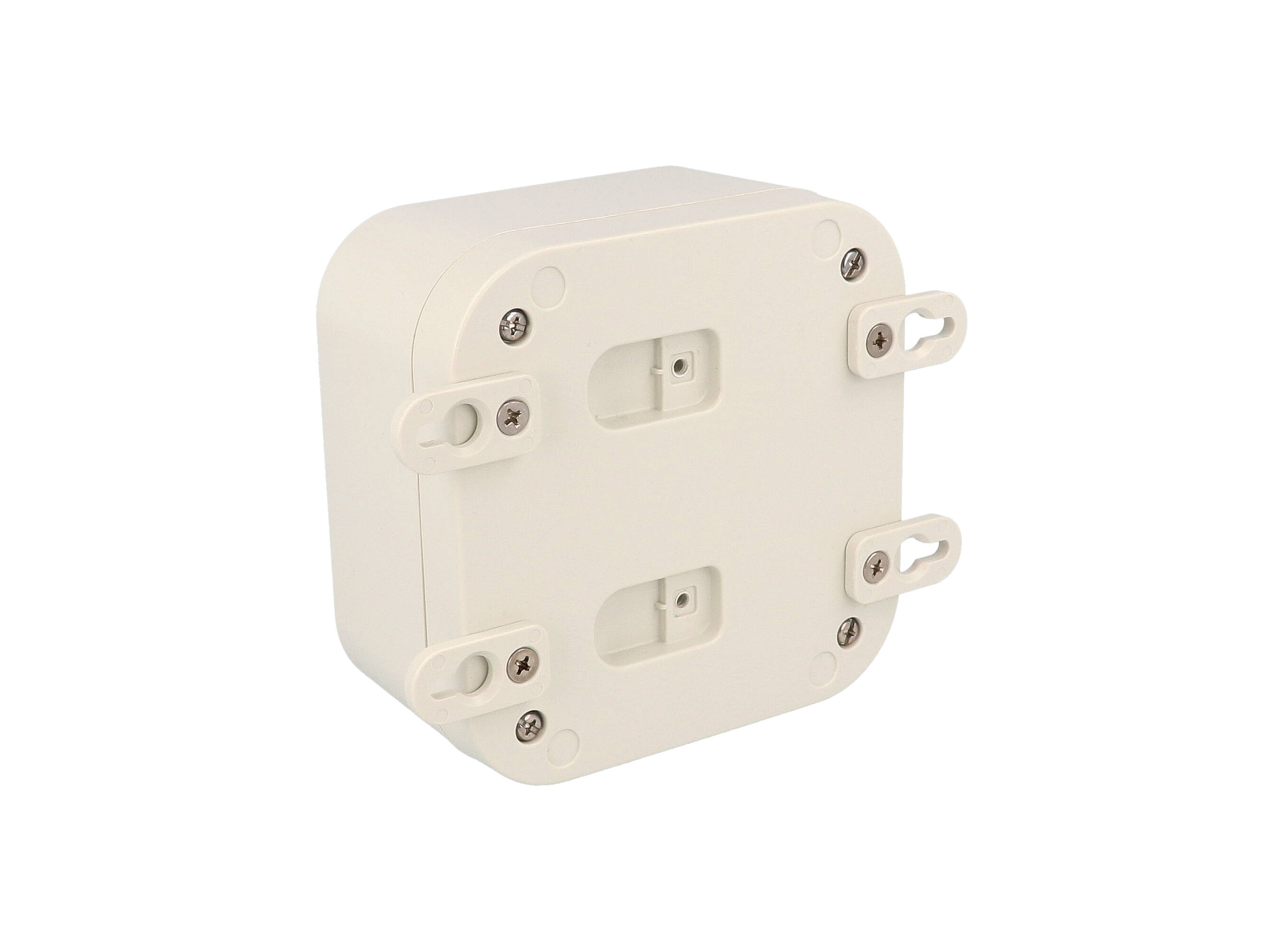 1557DAGY light gray ABS watertight enclosure, 120 x 120 x 70 mm, with rounded corners and stainless lid screws