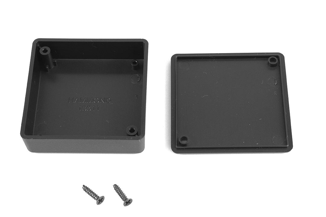 1551TBK black ABS plastic miniature enclosure, 60 x 60 x 20 mm, with lid