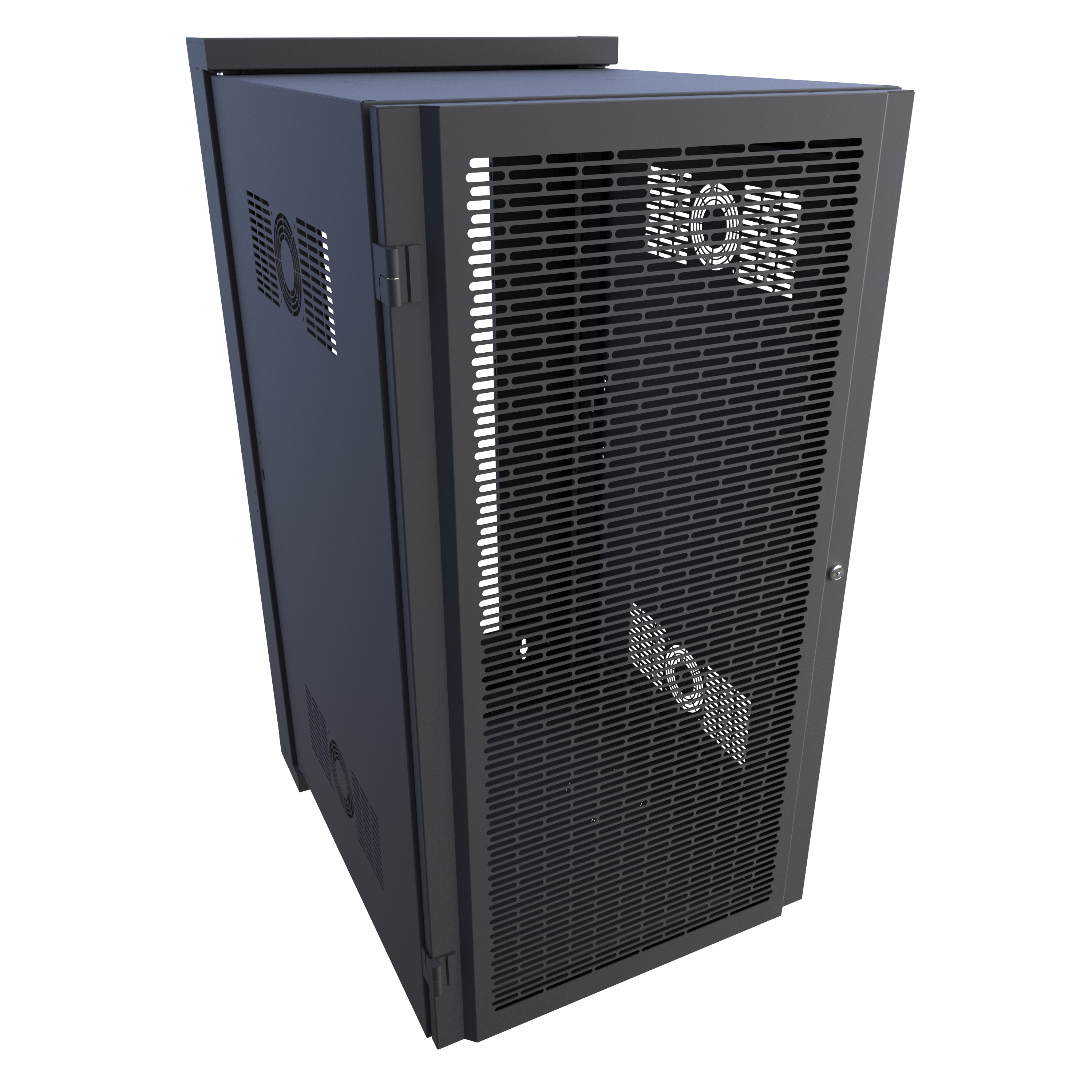 Hammond HWM2424U26BK 24U black swing-out wall-mount rack cabinet with vented front door and tapped 10-32 rails