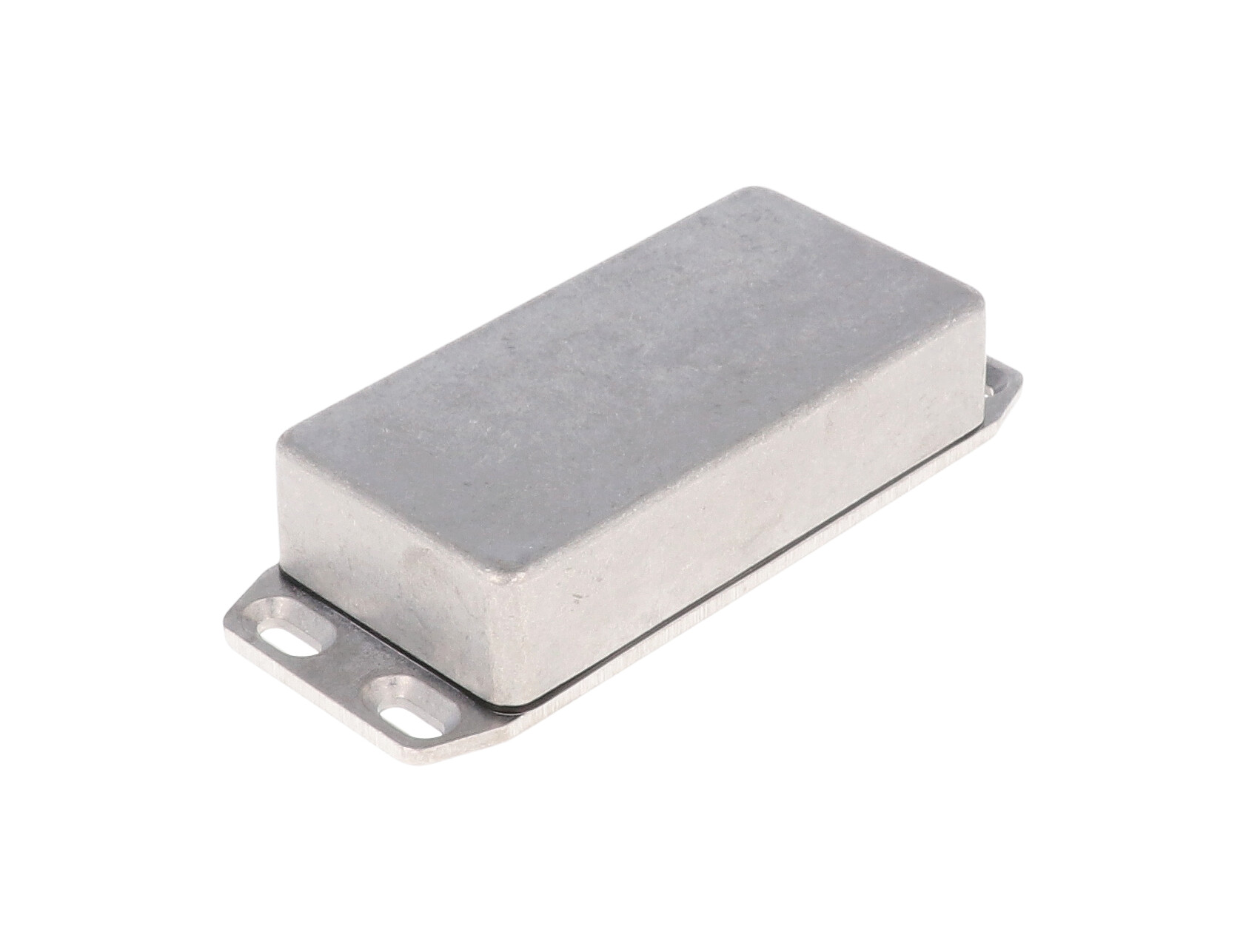 1590WGFL natural aluminum IP65 watertight diecast enclosure, 100 x 50 x 25 mm, with flanged lid