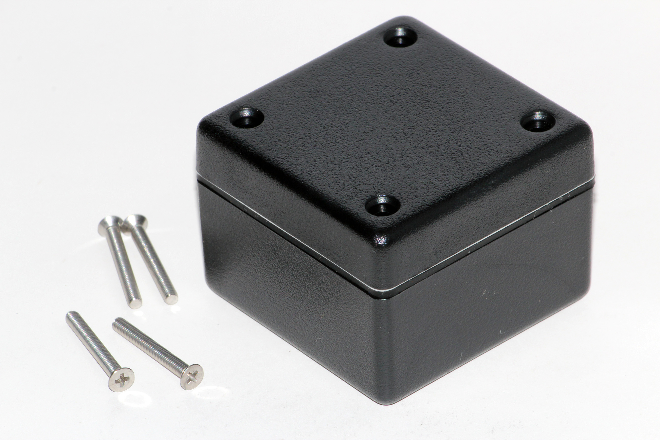 1594AWBK black water-tight flame retardant abs 1594A enclosure, 56 x 56 x 40 mm, with lid