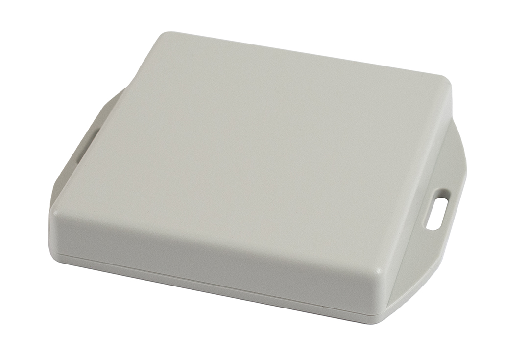 1551XXFLGY light grey ABS plastic miniature enclosure with flanged lid, 80 x 80 x 15 mm