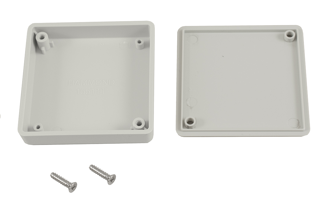 1551TTGY grey ABS miniature enclosure, 60 x 60 x 15 mm