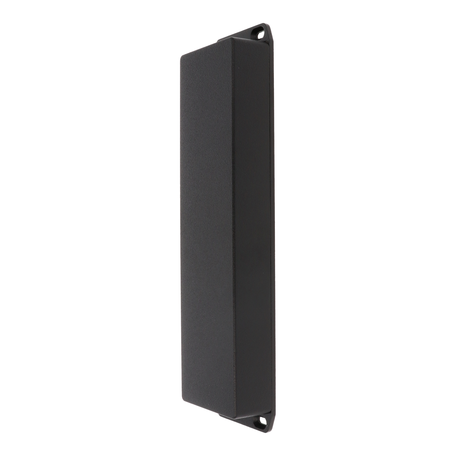 1590BX2FLBK long slim black textured diecast aluminum enclosure with flanged mounting lid