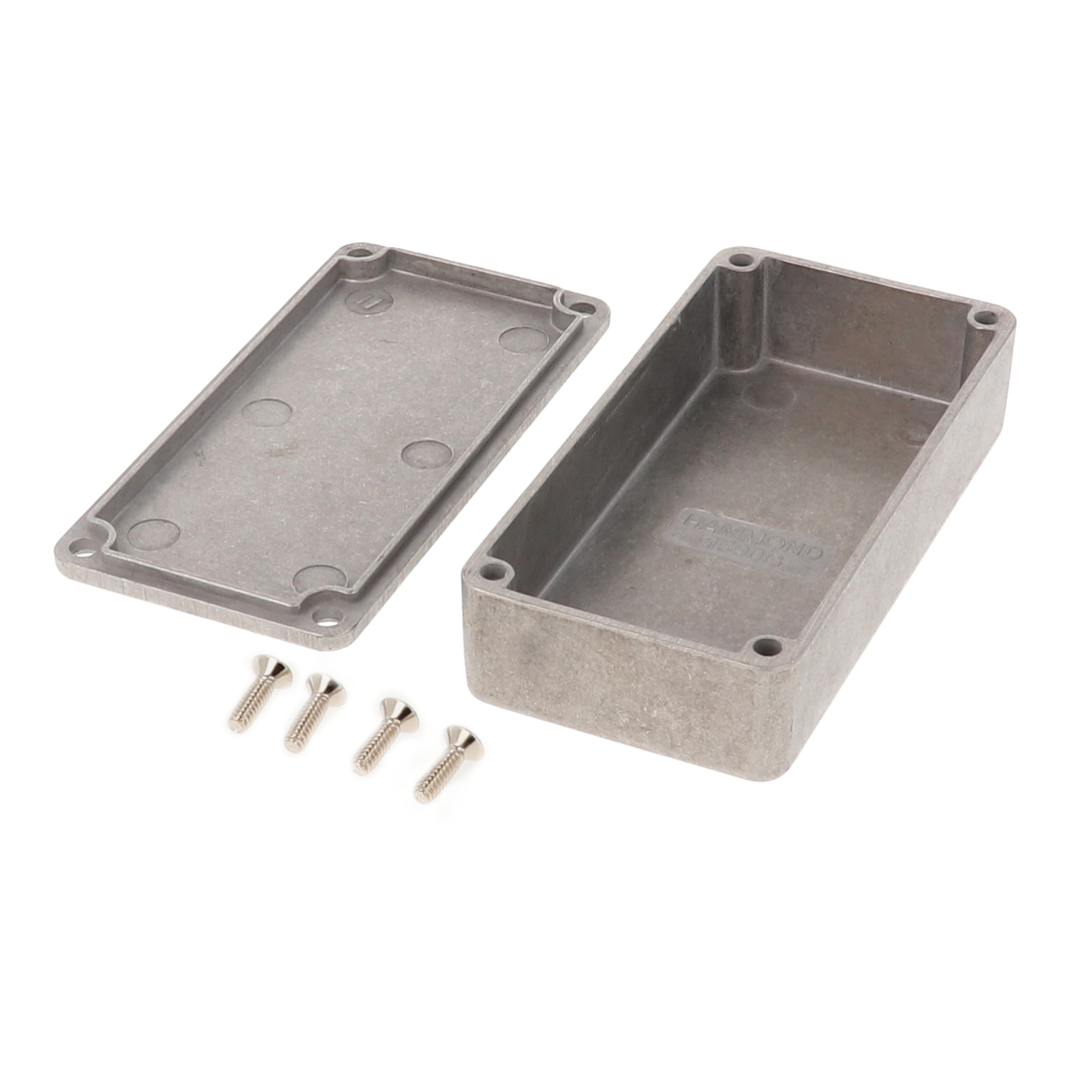 1590G natural diecast aluminum enclosure, 100 x 50 x 25 mm, with lid and cover screws