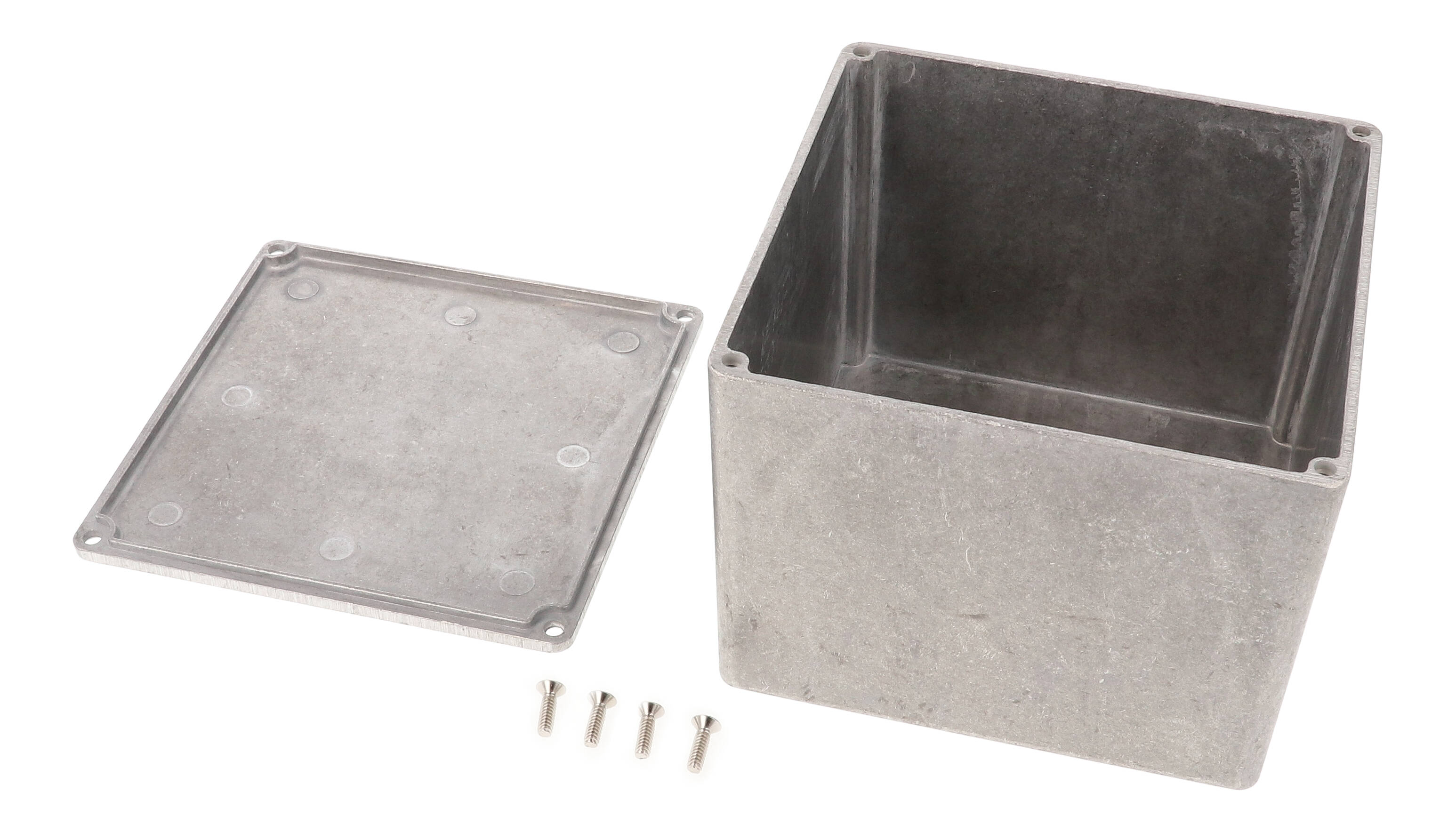 1590V natural aluminum deep diecast aluminum enclosure, 119 x 120 x 94 mm, box and lid