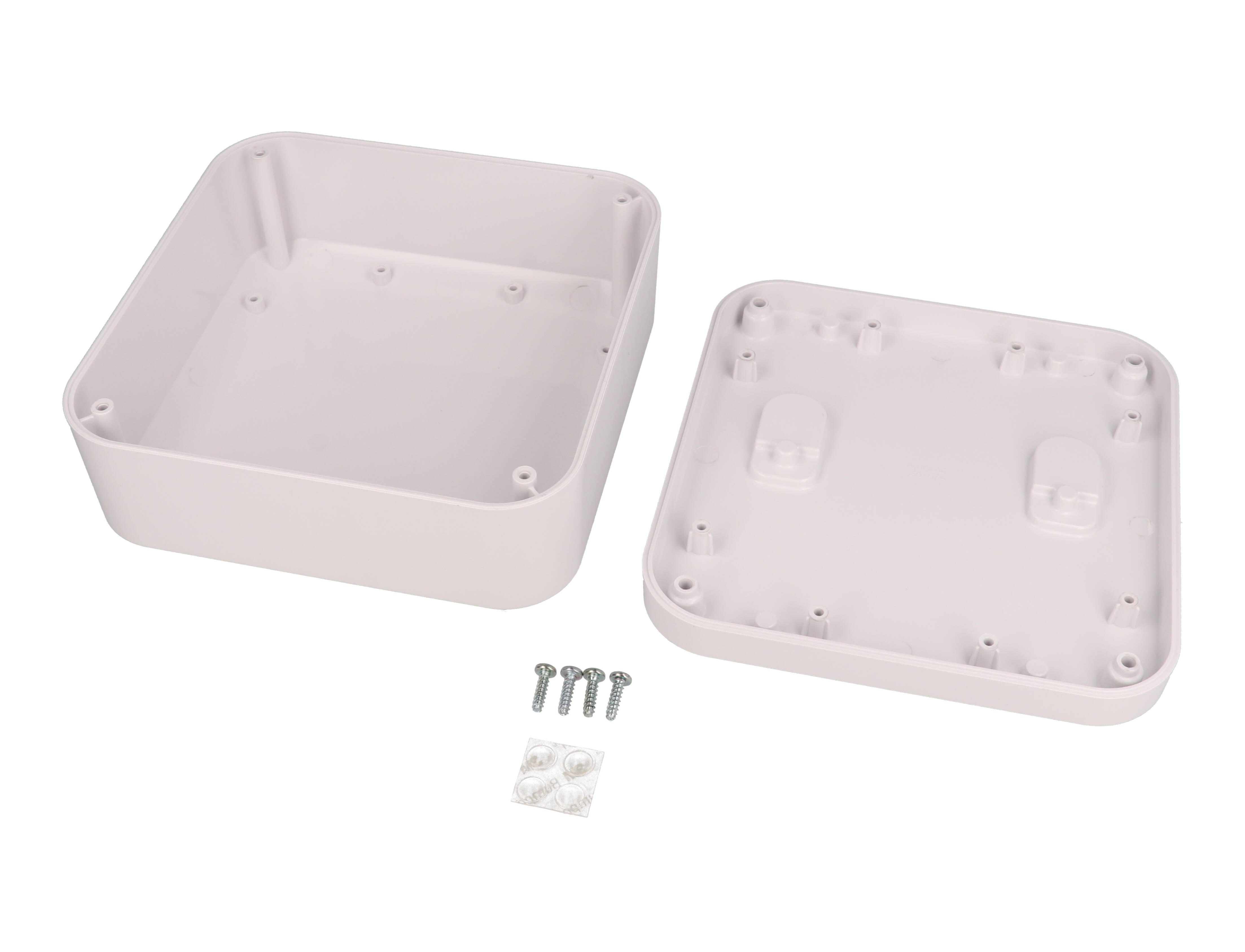 1556FAWH white 160 x 160 x 70 mm ABS desktop and wall-mount enclosure with rounded corners