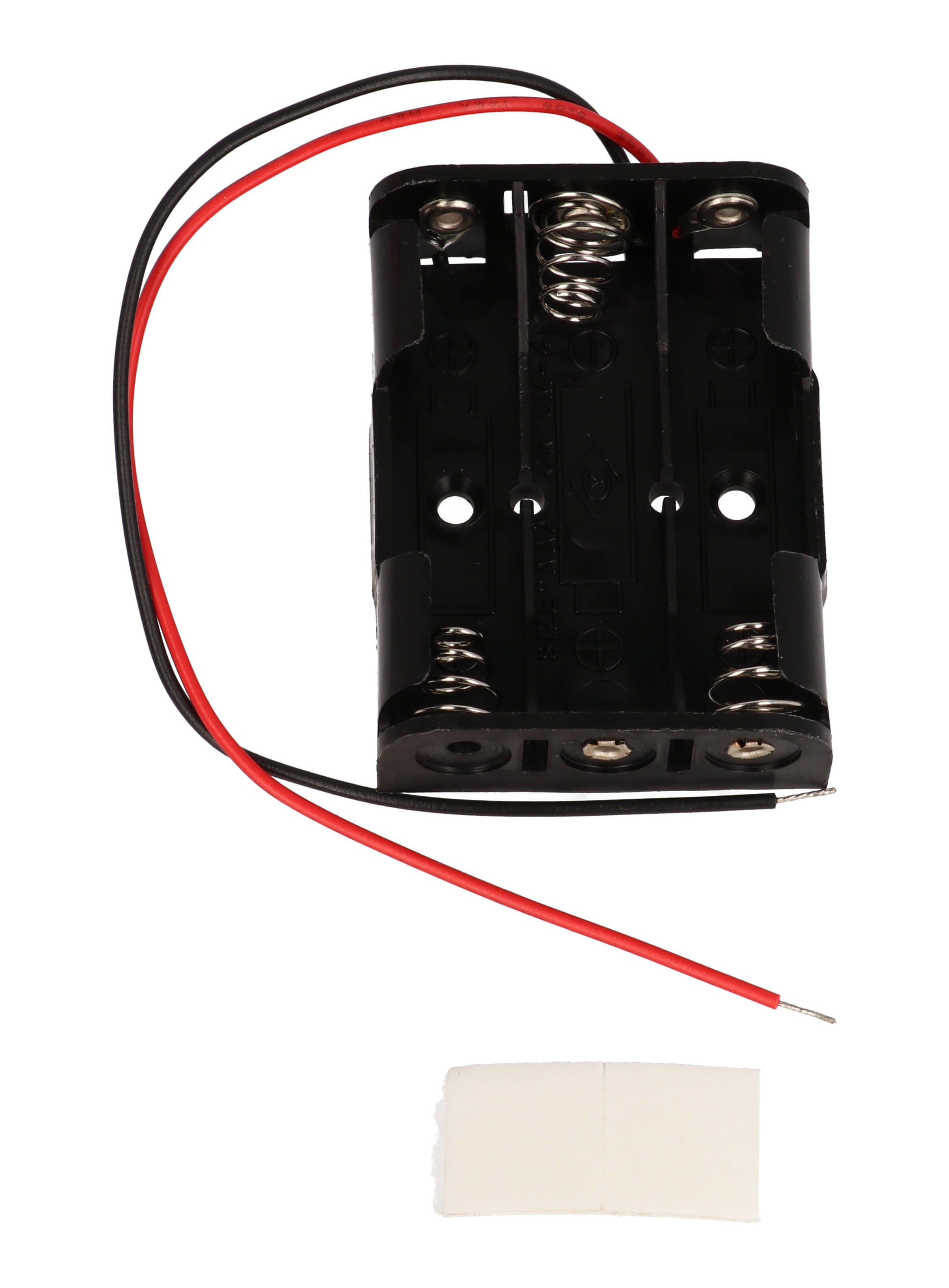 BH3AAAW black three-cell AAA battery holder with wire leads