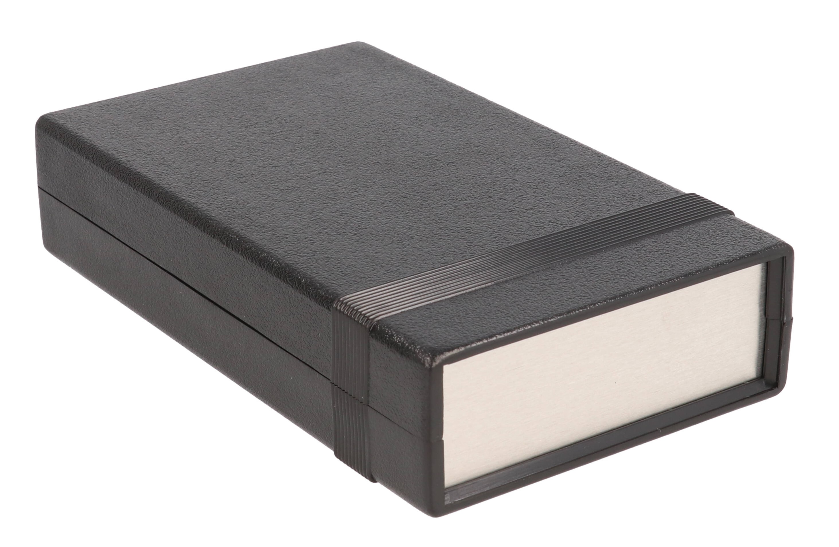1598ABK black flame retardant ABS instrument enclosure with brushed aluminum end panels