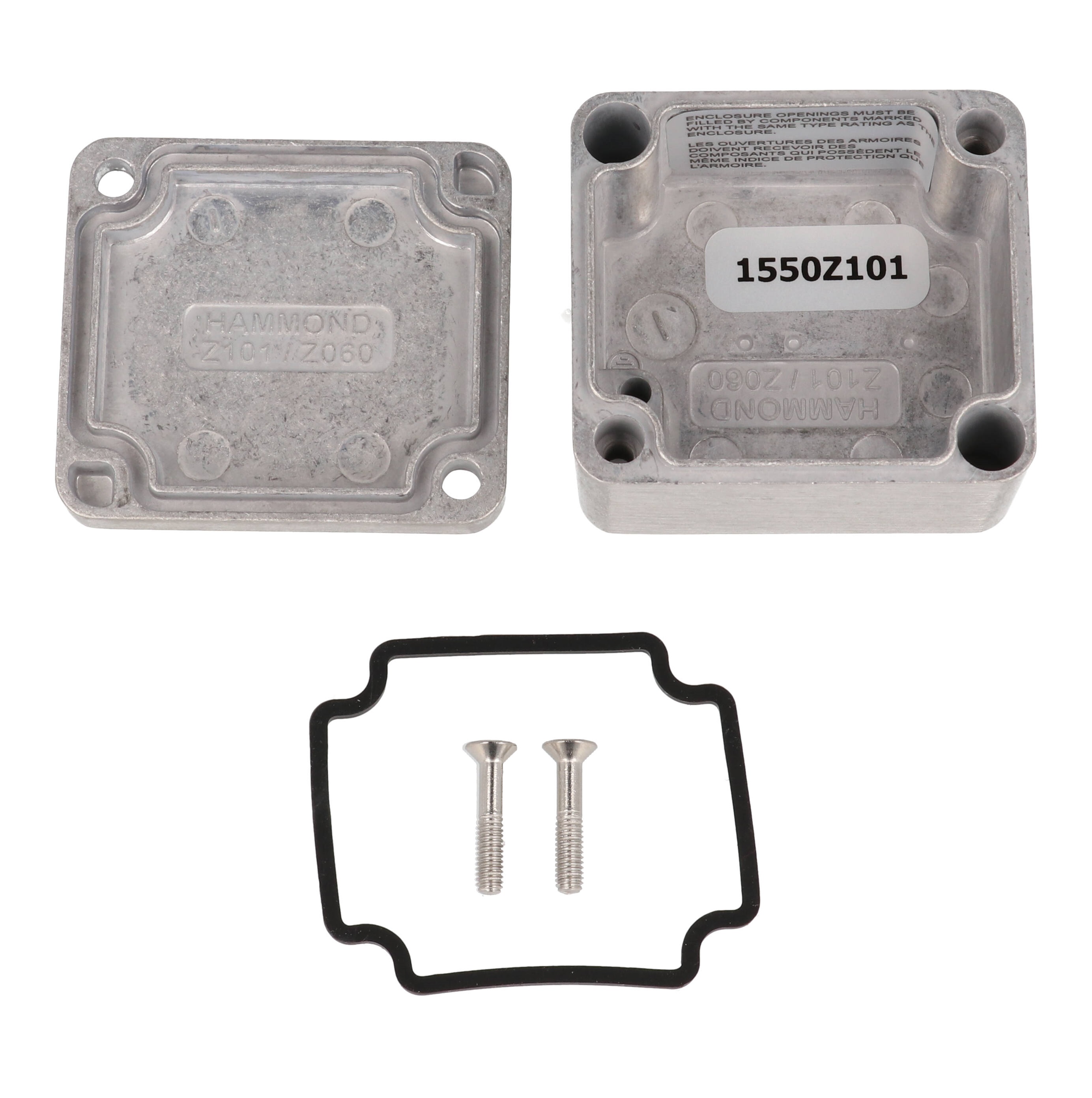1550Z101 natural aluminum thick-wall watertight diecast enclosure with lid, 50 x 45 x 30 mm