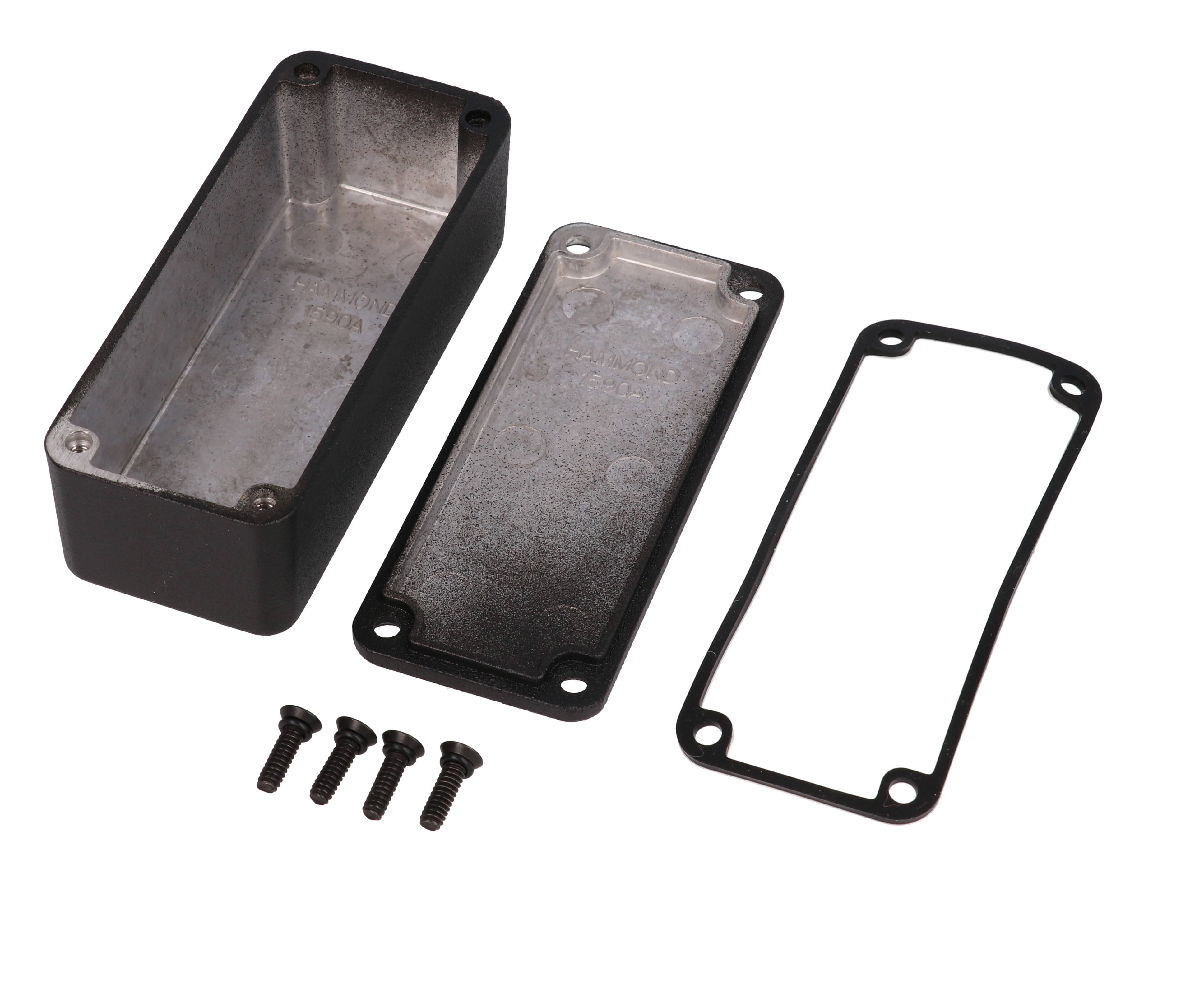 1590WABK textured black watertight IP65 diecast aluminum enclosure, 93 x 39 x 31 mm