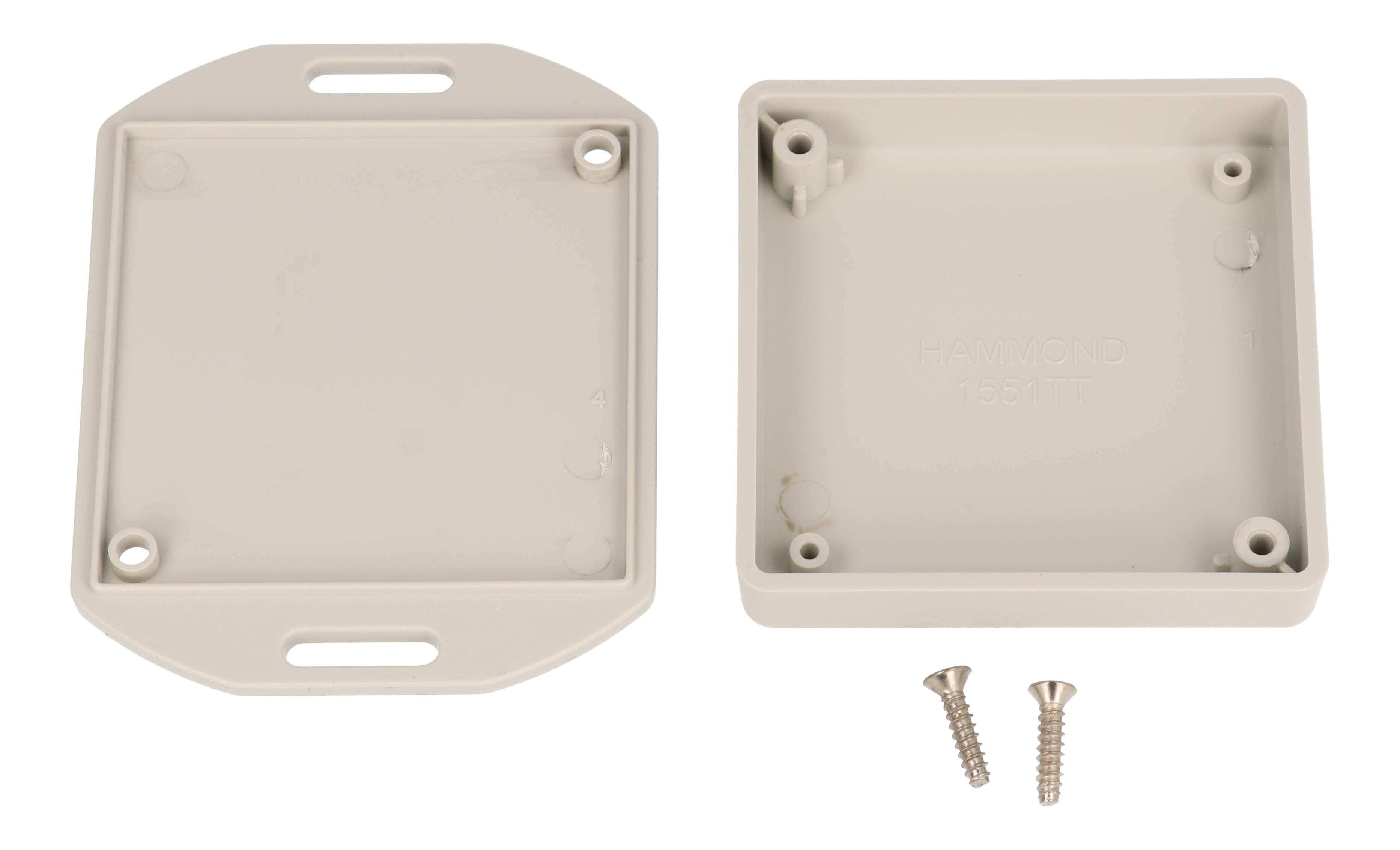 1551TTFLGY grey ABS miniature enclosure, 60 x 60 x 15 mm, with flanged lid — view 4
