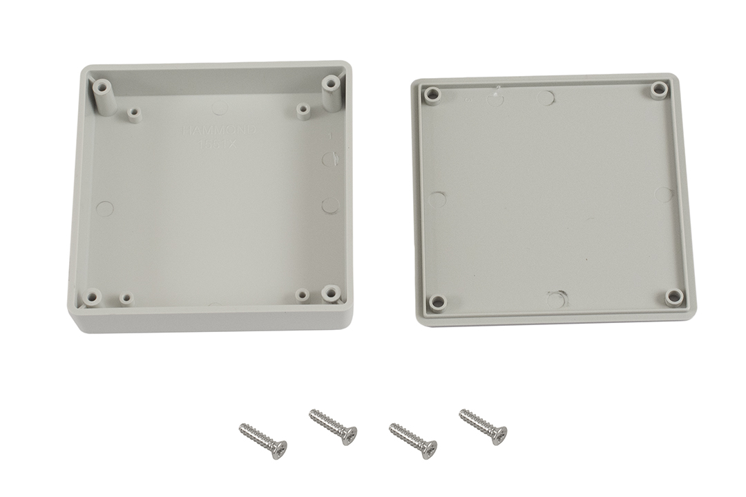 1551XGY grey ABS miniature enclosure, 80 x 80 x 20 mm