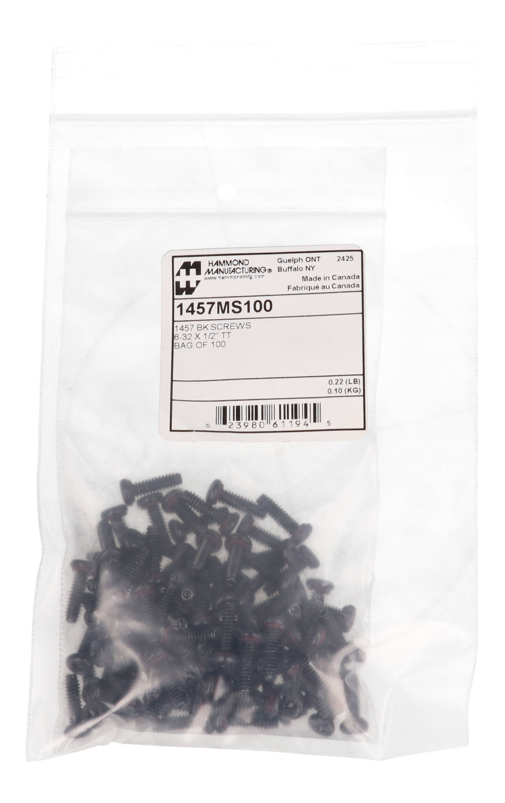 1457MS100 black #6-32 x 1/2 Phillips pan head end panel screws with red silicone o-rings