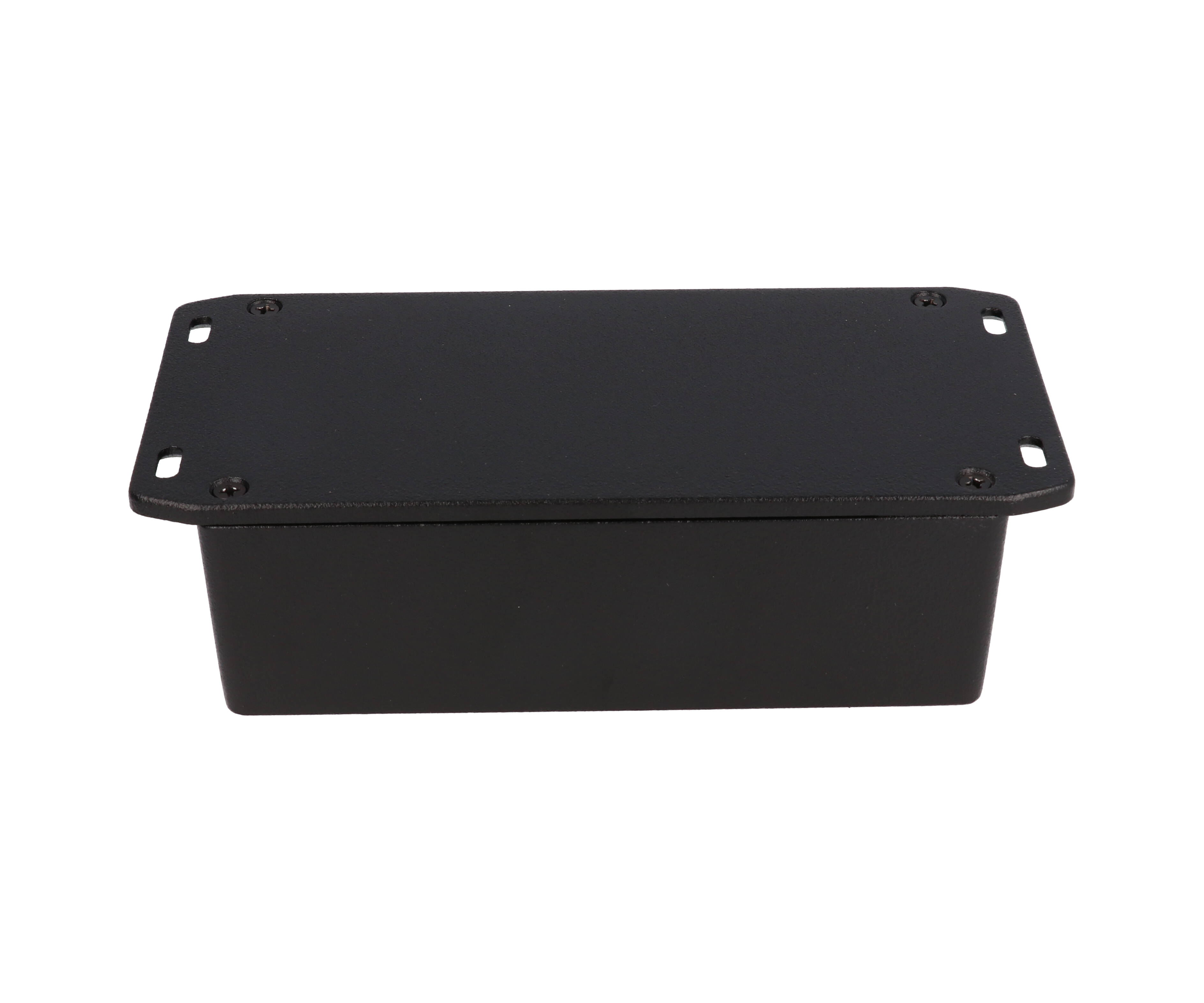 1590PFLBK black diecast aluminum enclosure with flanged lid