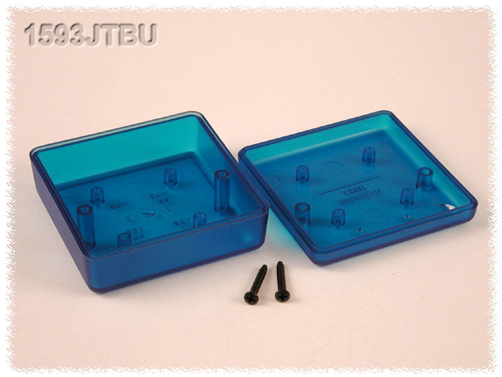 1593JTBU transparent blue square closed-end handheld enclosure
