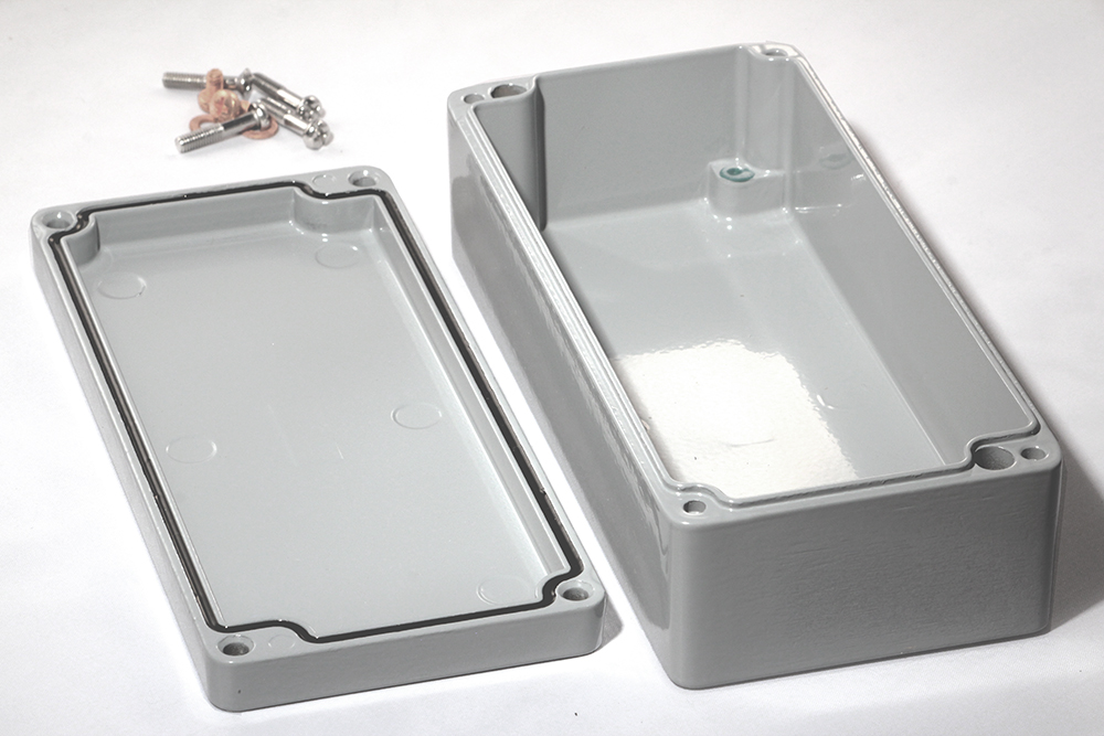1590Z130GY gray RAL 7001 diecast aluminum enclosure, 175 x 80 x 52 mm