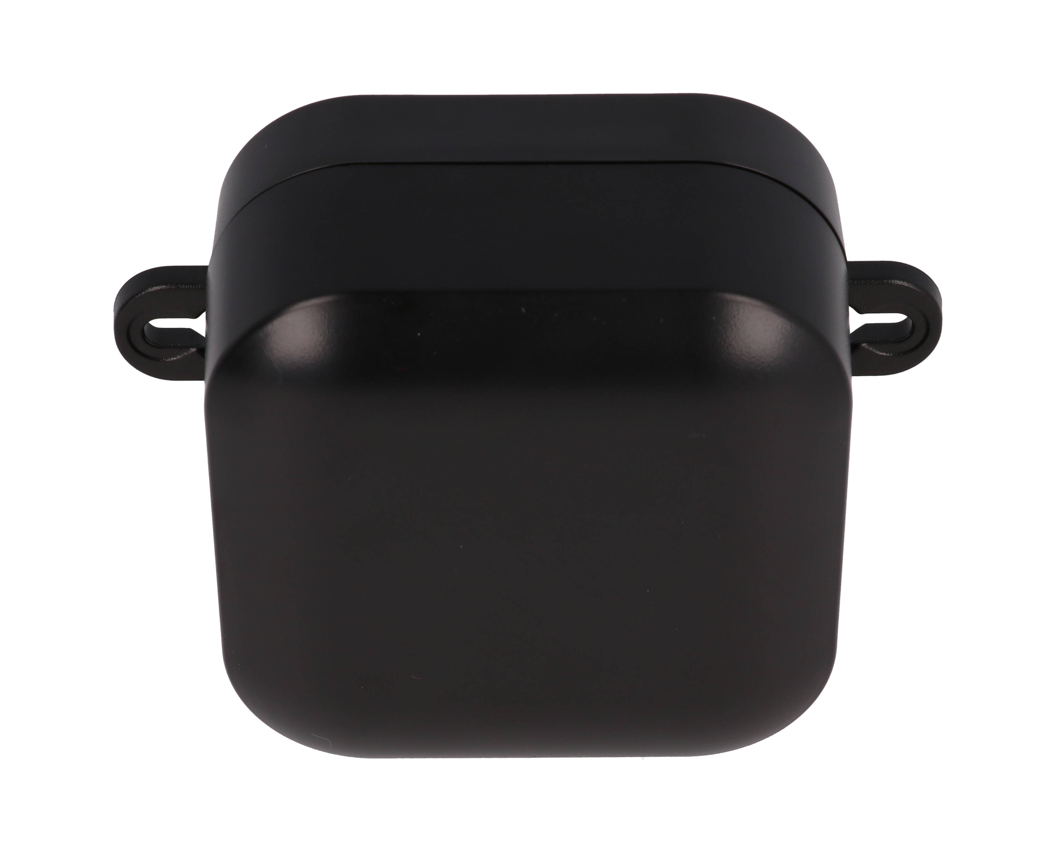 1557BBK black ABS watertight enclosure, 80 x 80 x 45 mm, rounded low-profile body with four lid screws