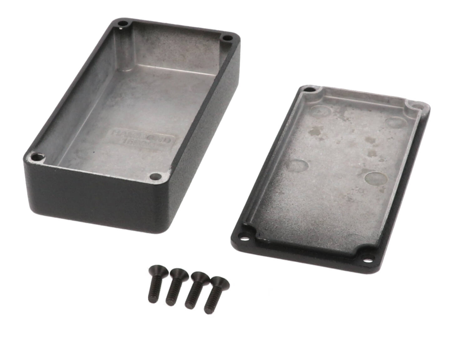 1590GBK textured black diecast aluminum enclosure, 100 x 50 x 25 mm