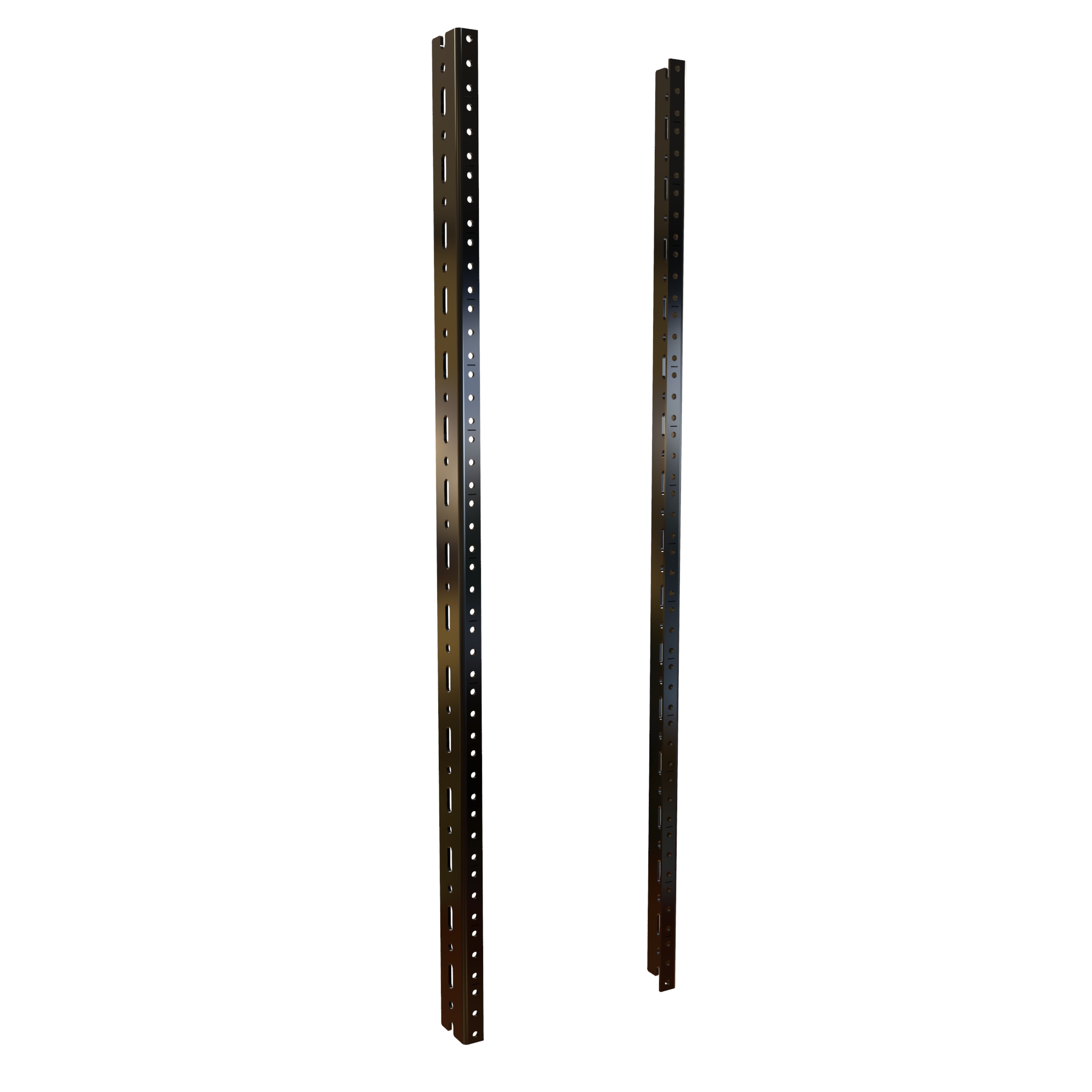 Hammond URR16U pair of 16U universal 10-32 threaded rack mount rails in black powder coat steel
