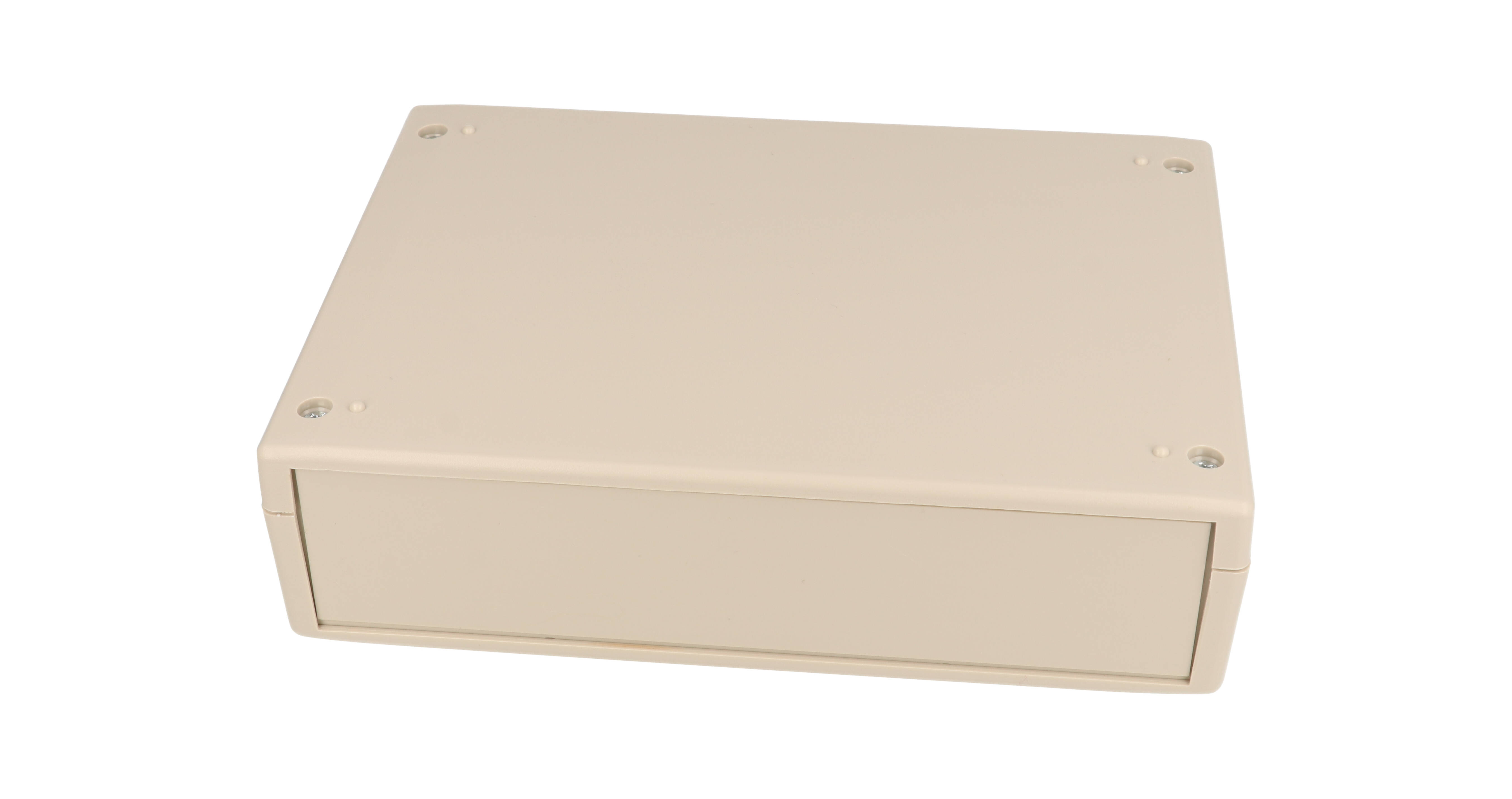 RM2055M light grey ABS instrument enclosure, 190 x 140 x 50.5 mm clam shell case with front and rear panels
