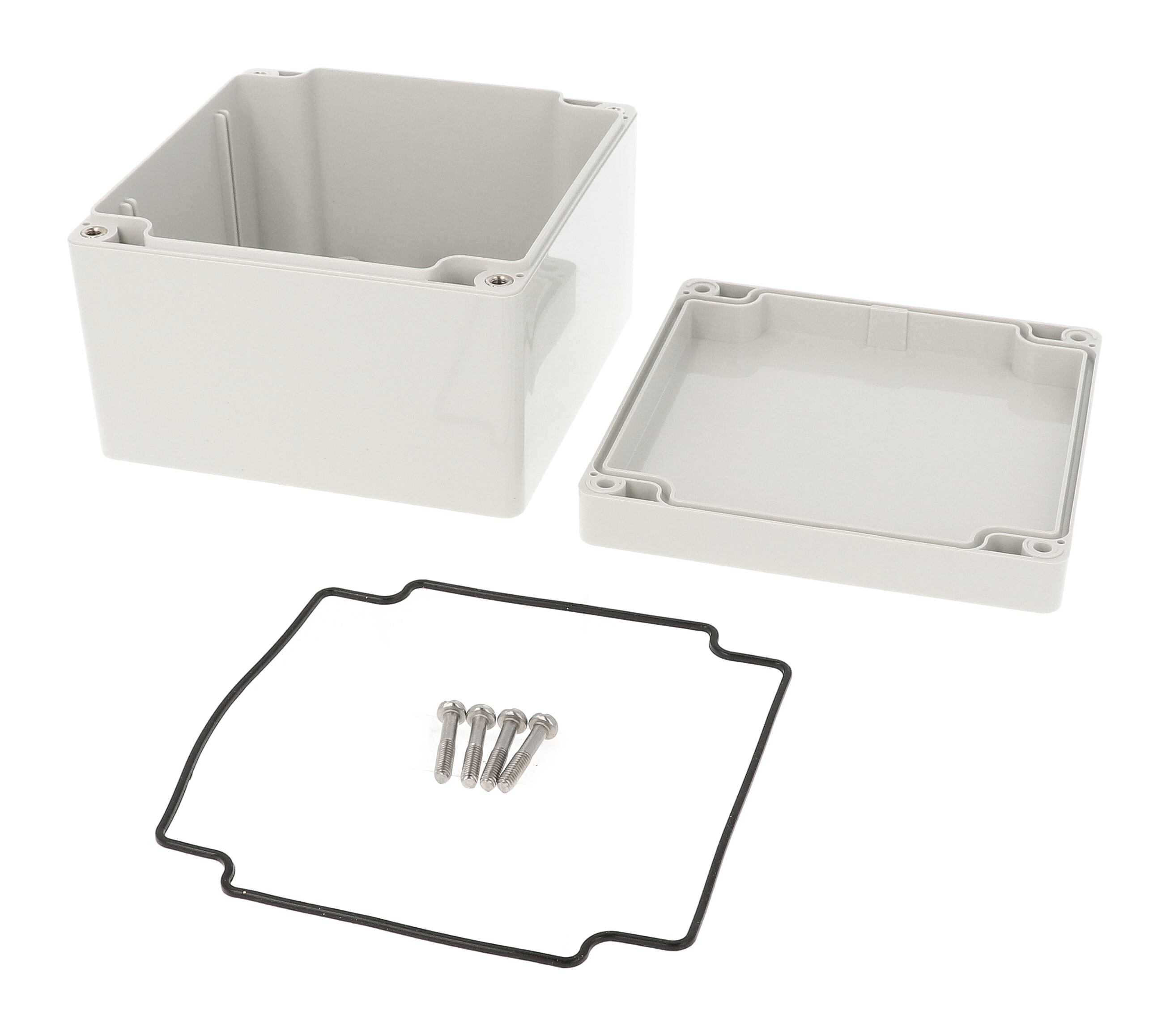 1554PGY light gray ABS enclosure, 120 x 120 x 80 mm, with screw-cover lid